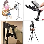 Support de support de musique de microphone Tablette Smartphone Mount Heavy Duty 360 Degree Swivel Clamp Compatible avec 3.5 à 13.5in Comprimés téléphoniques, iPad Pro 12.9 11 10.5 Air Mini, Onglet Galaxy de surface, iPhone Galaxy