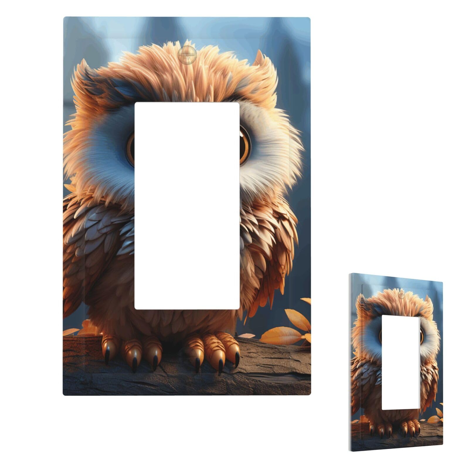 Fekiloot 1 Gang Cute Owl Wall Plate Cover Modern Decorative Light Switch Cover Unbreakable Receptacle Outlet Covers For Living Room Bedroom Home Decor