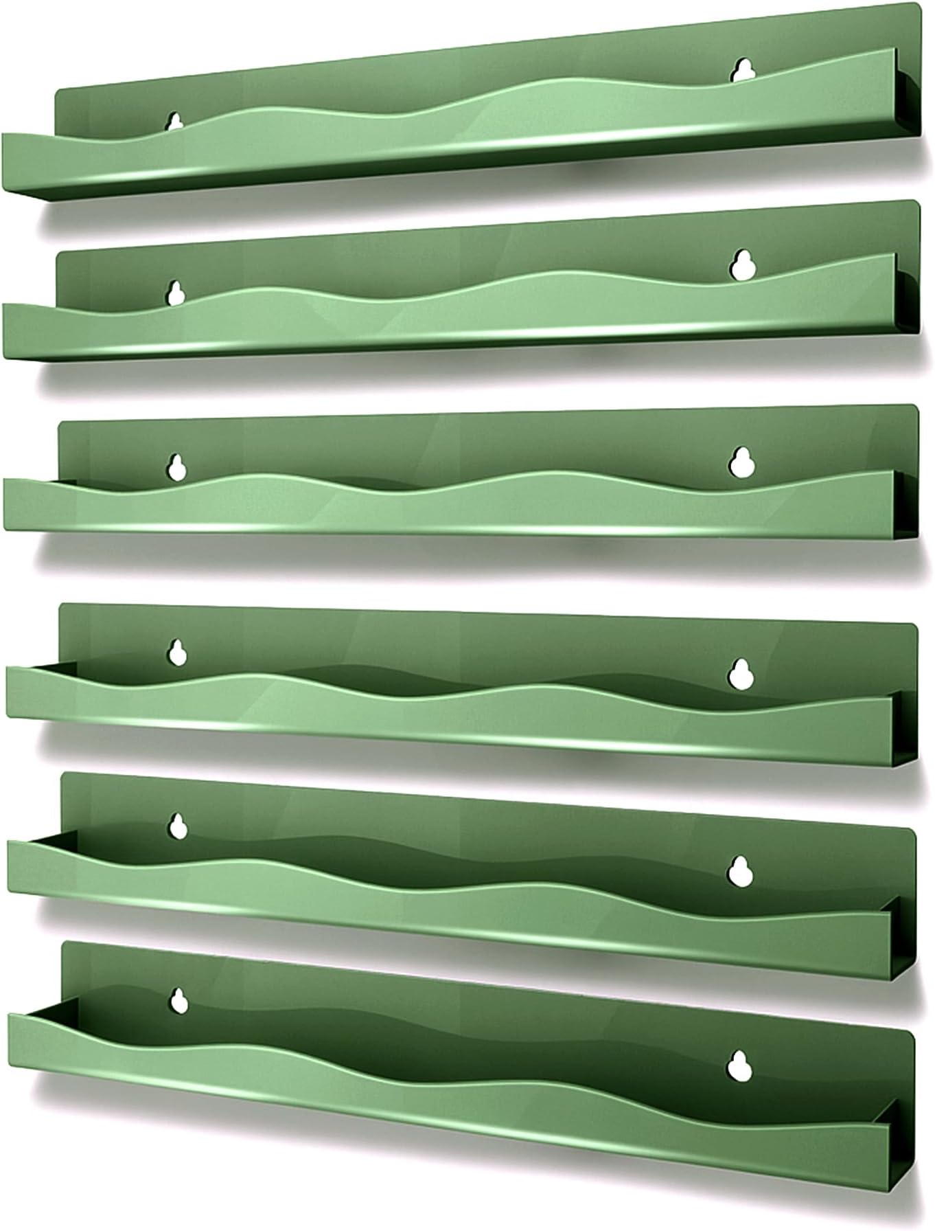 - 6 Pack Nail Polish Wall Mounted Shelf,15 Inch Nail Polish Floating Shelves for 66-90 Bottles Multi-Purpose,Ideal Gift, Great Display for Salons Retailers,Dark Green