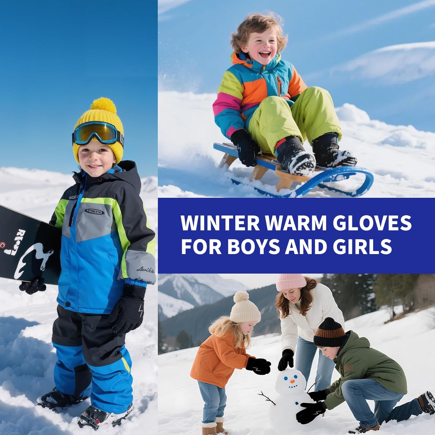 Kids Winter Gloves Long Fleece Waterproof Windproof Touchscreen Warm With Reflective For Kids Snow Skiing 3-15 Years - Image 7