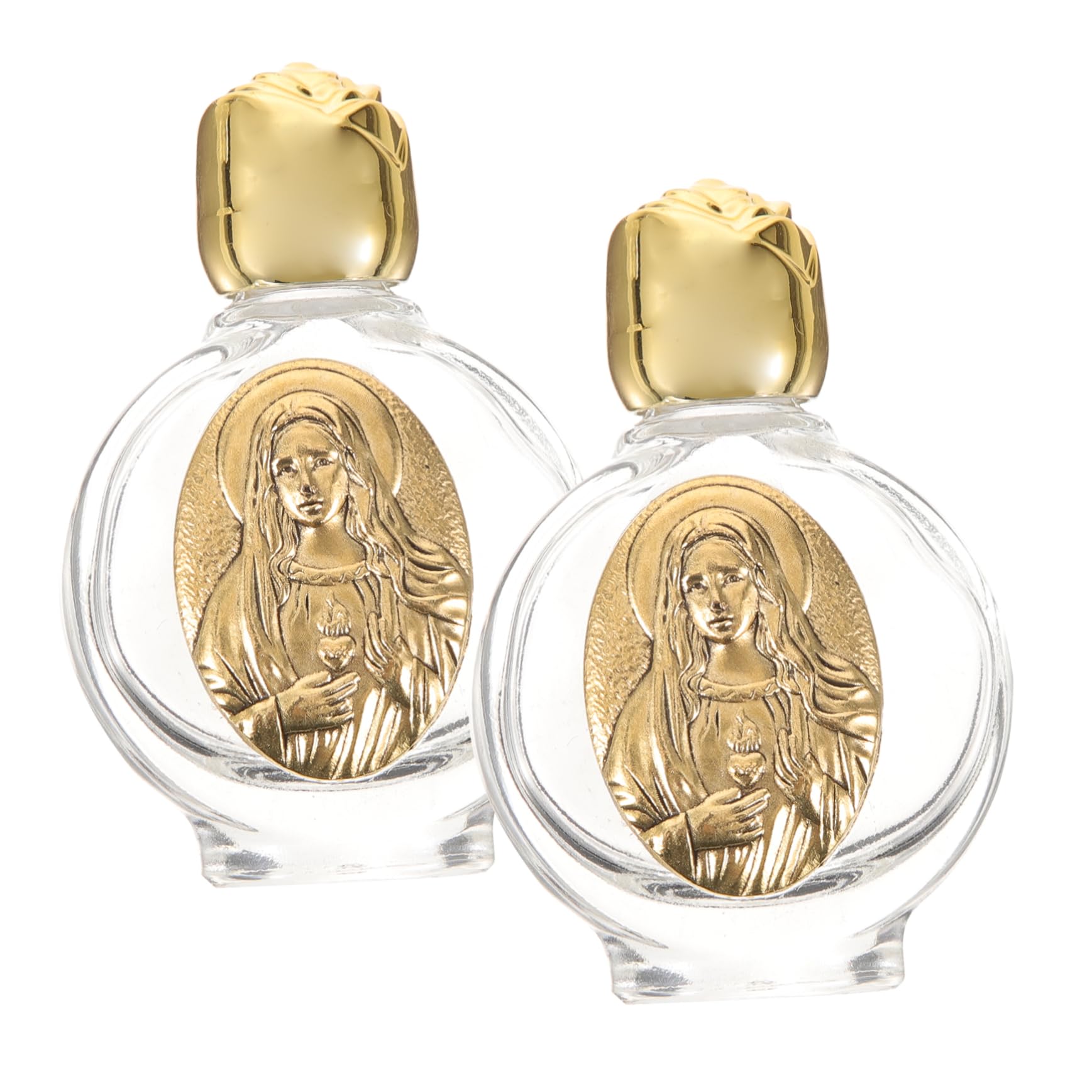 Bouteille d'eau bénite catholique en cristal rose et verre doré Alipis | Lot de 5 ensembles