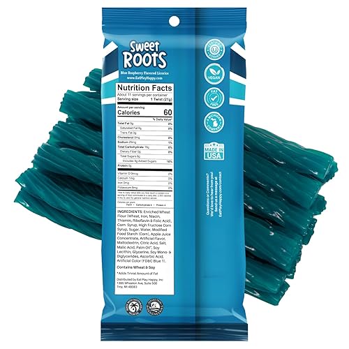 Miniatura 22 de Sweet Roots Huckleberry Regaliz Twists - 1 bolsa (16 onzas) - Palitos de regaliz de tamaño jumbo Hecho con concentrado de jugo de fruta real