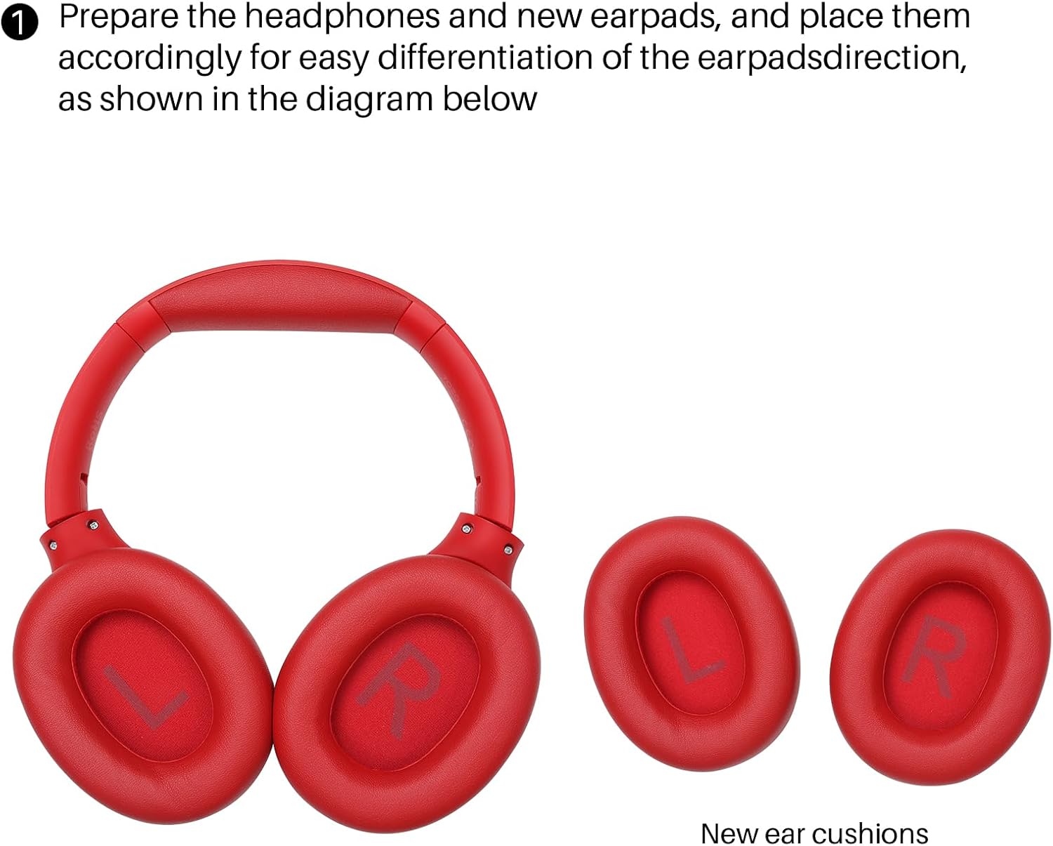 TOZO HT2 Replacement Earpads Cushion, Softer Protein Leather Ear Cover Waterproof for Comfortable Fit with Dustproof Mesh, Sound-Isolation Foam Dark Red