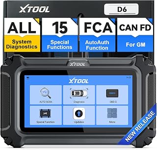 OBD2 Scanner Diagnostic Tool XTOOL D6: All System Scanner for Car with Free Updates, 15 Resets, Throttle Body Relearn, ABS Bleed, FCA AutoAuth & CAN FD, 2025 Upgrade Ver. of XTOOL D5/D5S
