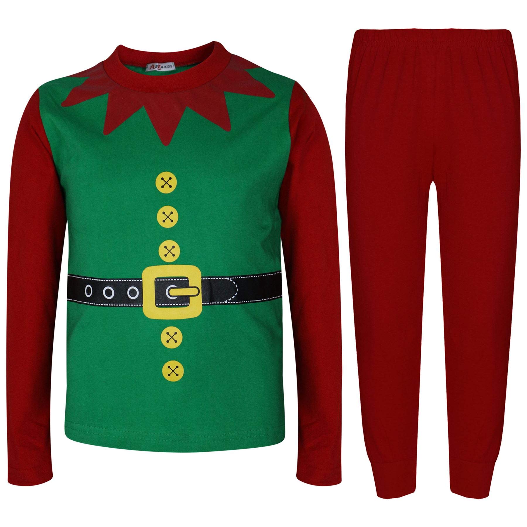A2z 4 Kids Girls Green Kids Boys Christmas Elf Pyjamas - Pjs Elf 13