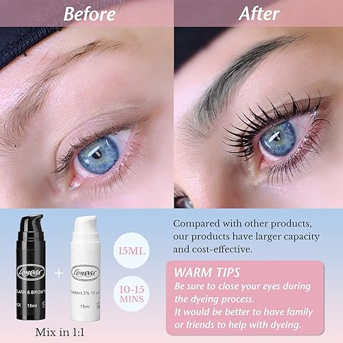Miniatura 2 de Lomansa Kit de color de cejas café, kit profesional de T-i-n-ting de pestañas, dura hasta 4 semanas con efectos naturales, seguro y fácil de usar en