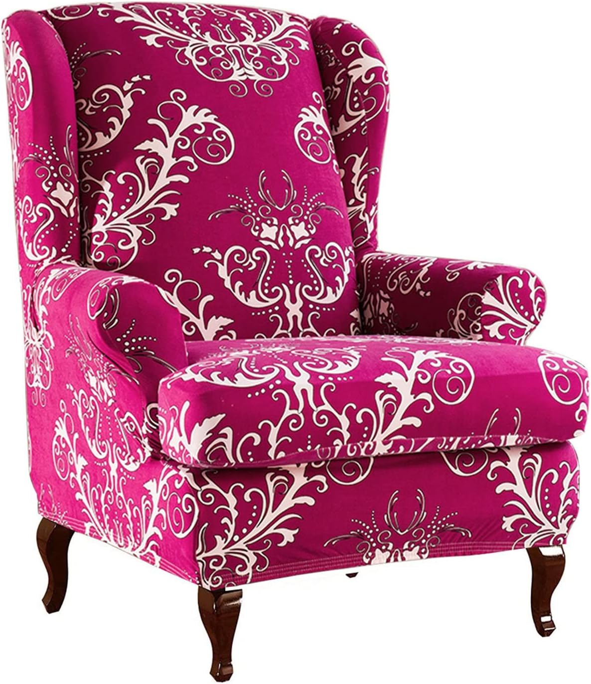 Wing Chair Covers , 2 Pieces Stretch Printed Wingback Chair Slipcover Elastic Polyester Spandex Fabric Armchair Cover Wingback Chair Covers Furniture Protector Wing Chair Slipcover ( Color : Green )