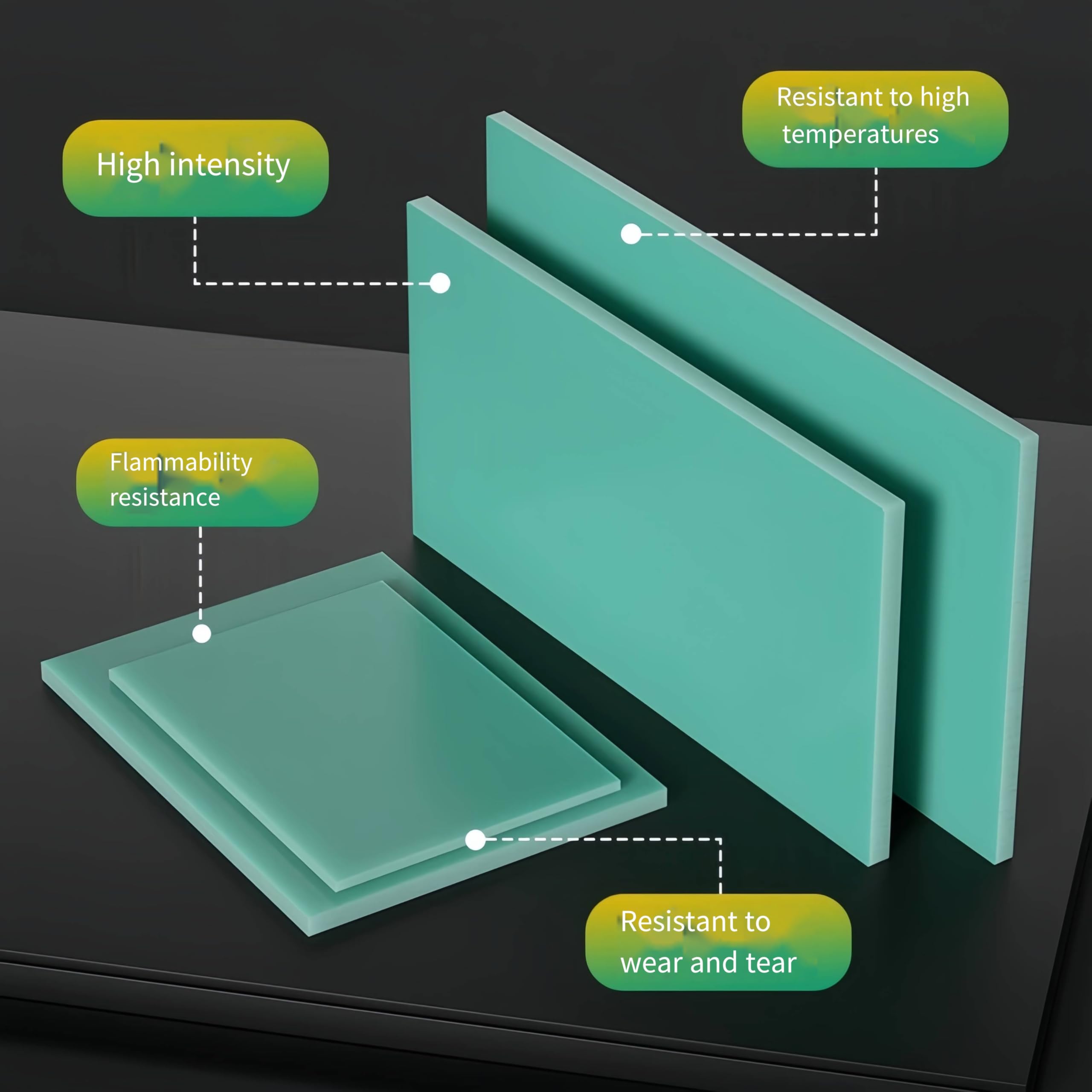 Tablero de fibra de vidrio de agua verde FR4 - Tablero aislante de resina epoxi resistente a altas temperaturas - 4 piezas (200 mm x 250 mm)(200x250x1mm)