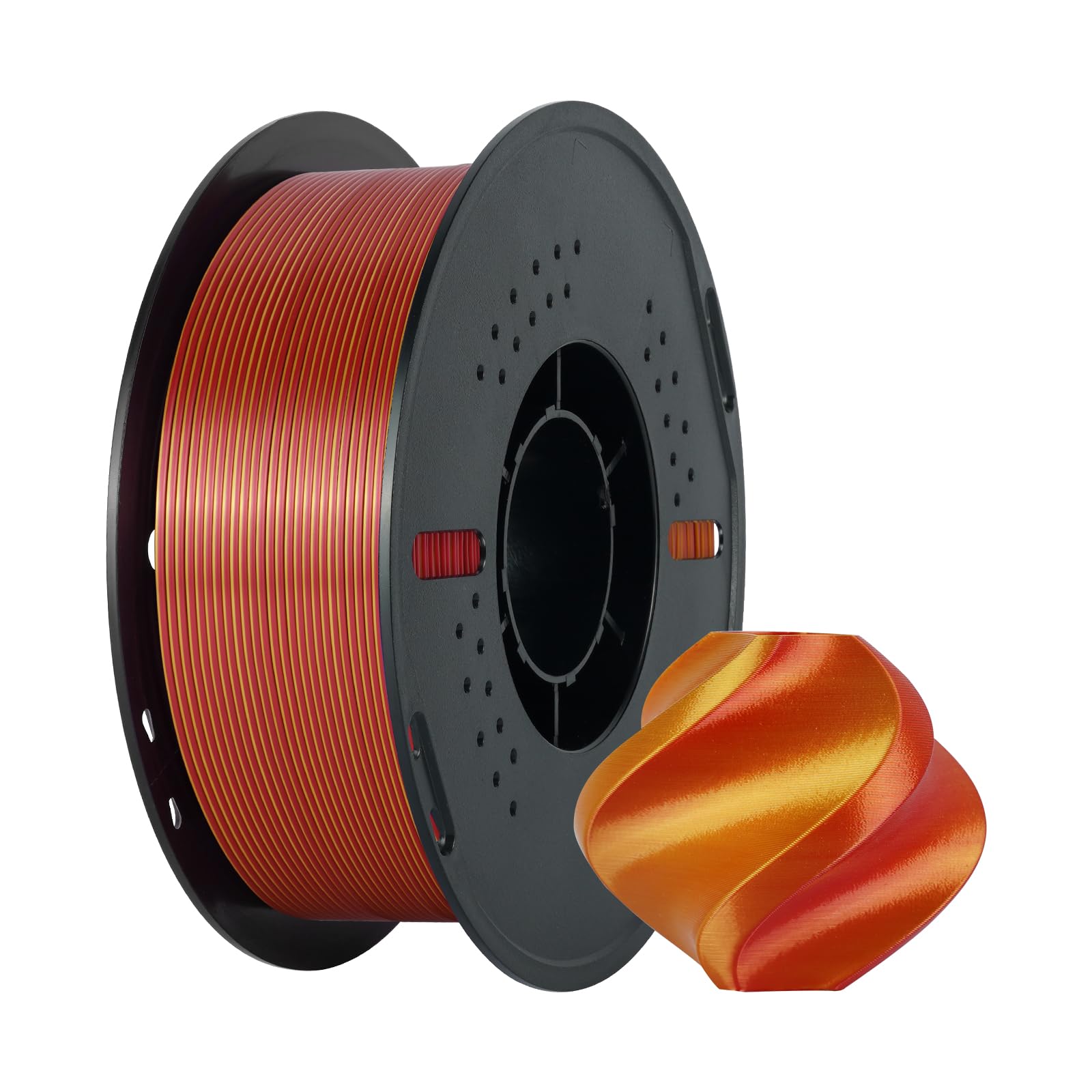 Kingroon PLA 3D Printer Filament, Triple Color Silk PLA Filament, Dimensional Accuracy +/- 0.03 mm, 1 kg Spool(2.2lbs), 1.75 mm, Golden-Yellow-Red