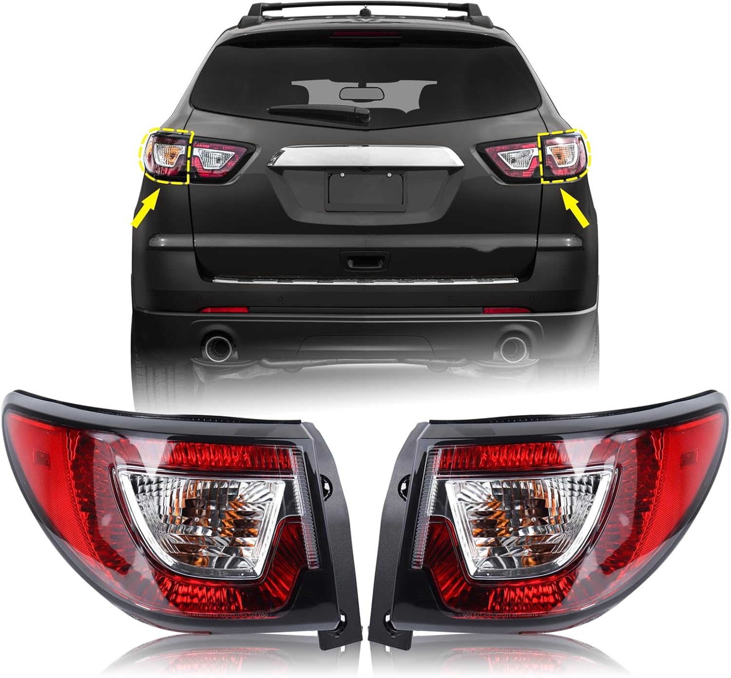 Photo 1 of 1 Pair Tail Light Rear Lamp Compatible for 2013-2017 Chevy Traverse Left Driver And Right Passenger Side With Bulbs Both Lights 84266019 23301756 GM2804112 84266020 23301757 GM2805112