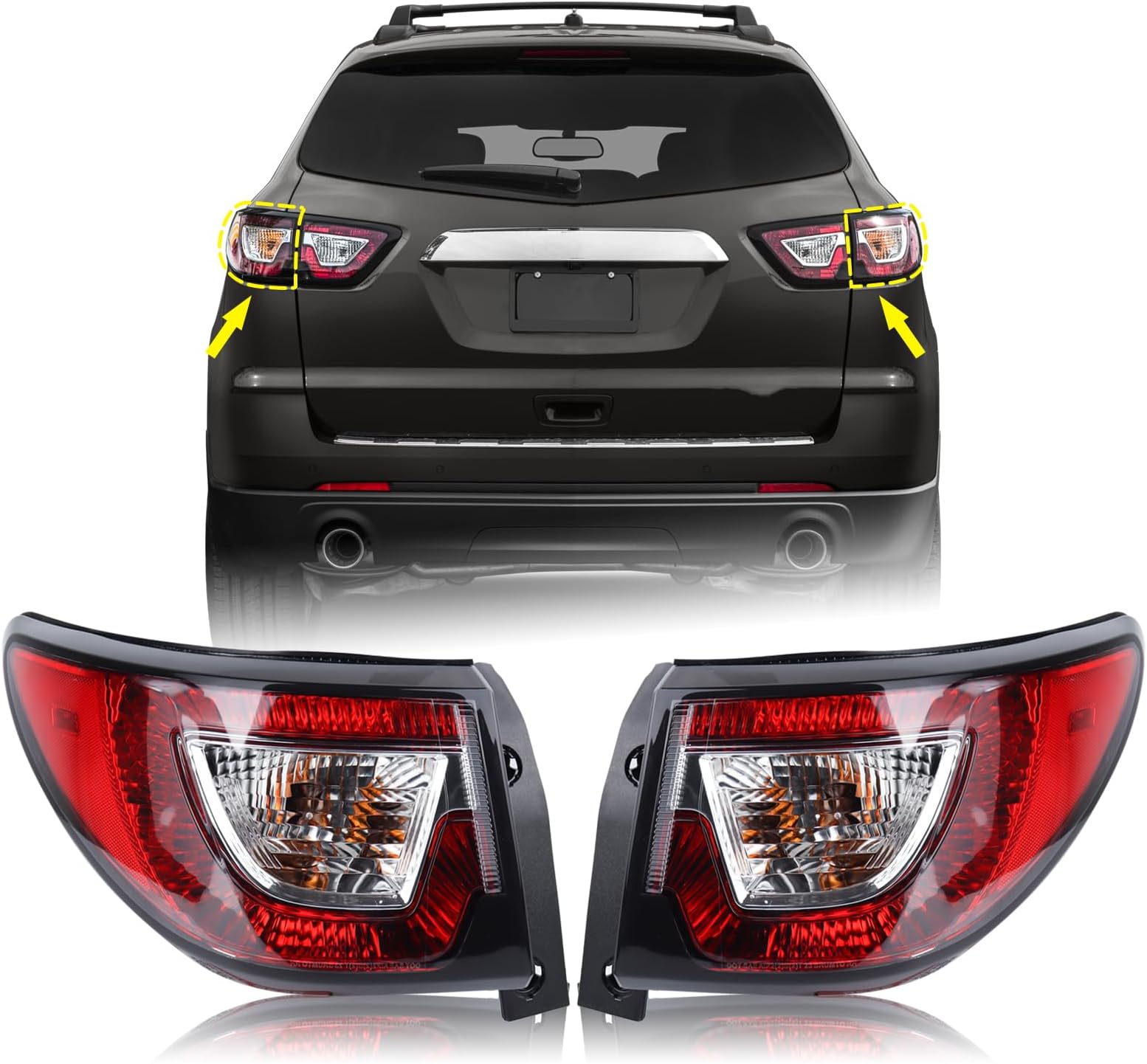 1 Pair Tail Light Rear Lamp Compatible for 2013-2017 Chevy Traverse Left Driver And Right Passenger Side With Bulbs Both Lights 84266019 23301756 GM2804112 84266020 23301757 GM2805112