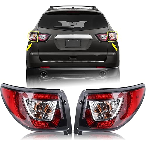 1 Pair Tail Light Rear Lamp Compatible for 2013-2017 Chevy Traverse Left Driver And Right Passenger Side With Bulbs Both Lights 84266019 23301756 GM2804112 84266020 23301757 GM2805112