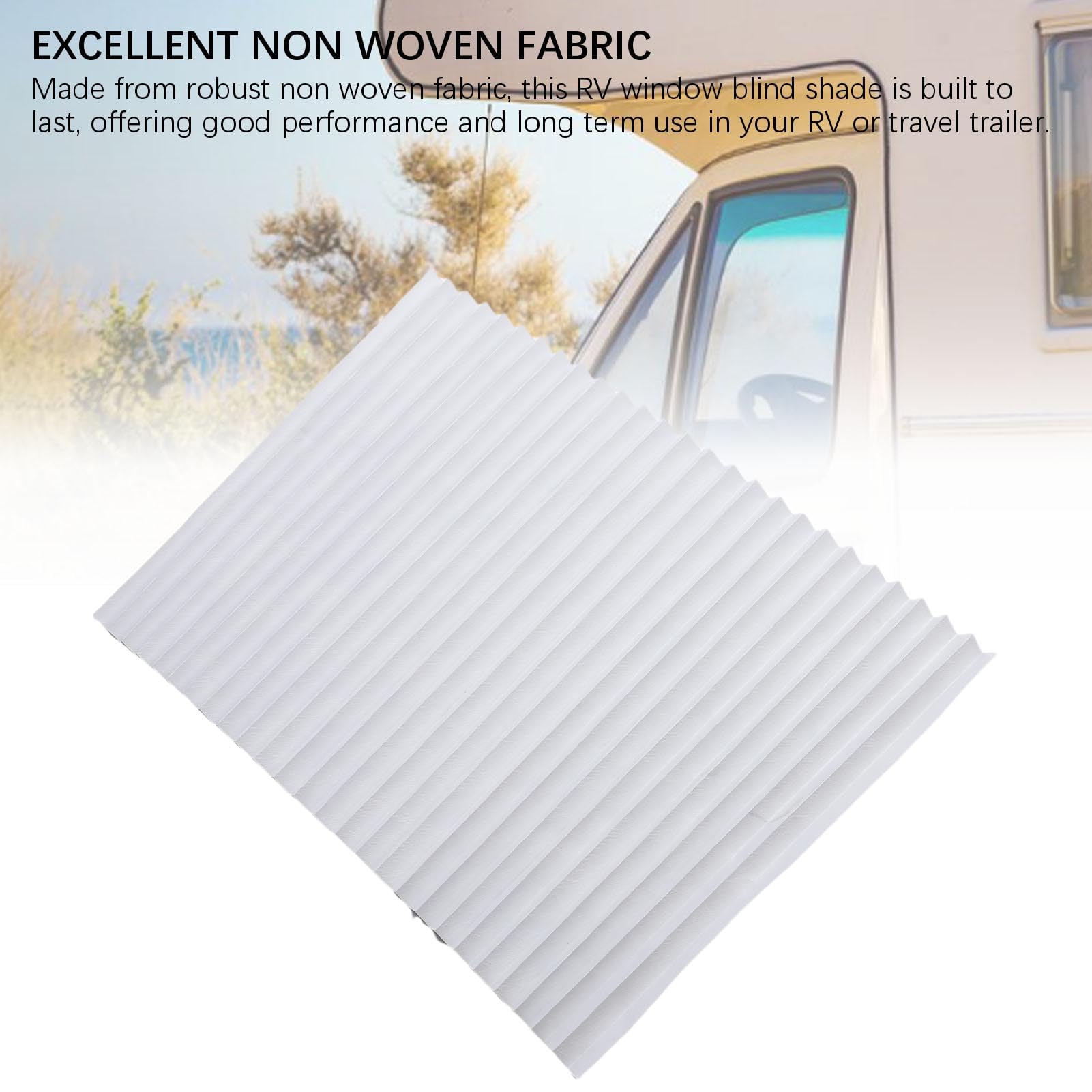 Store Plissé Occultant Pour Camping-car 60x150 Cm - Fixation Tactile Sans Perçage - Tissu Non Tissé Blanc