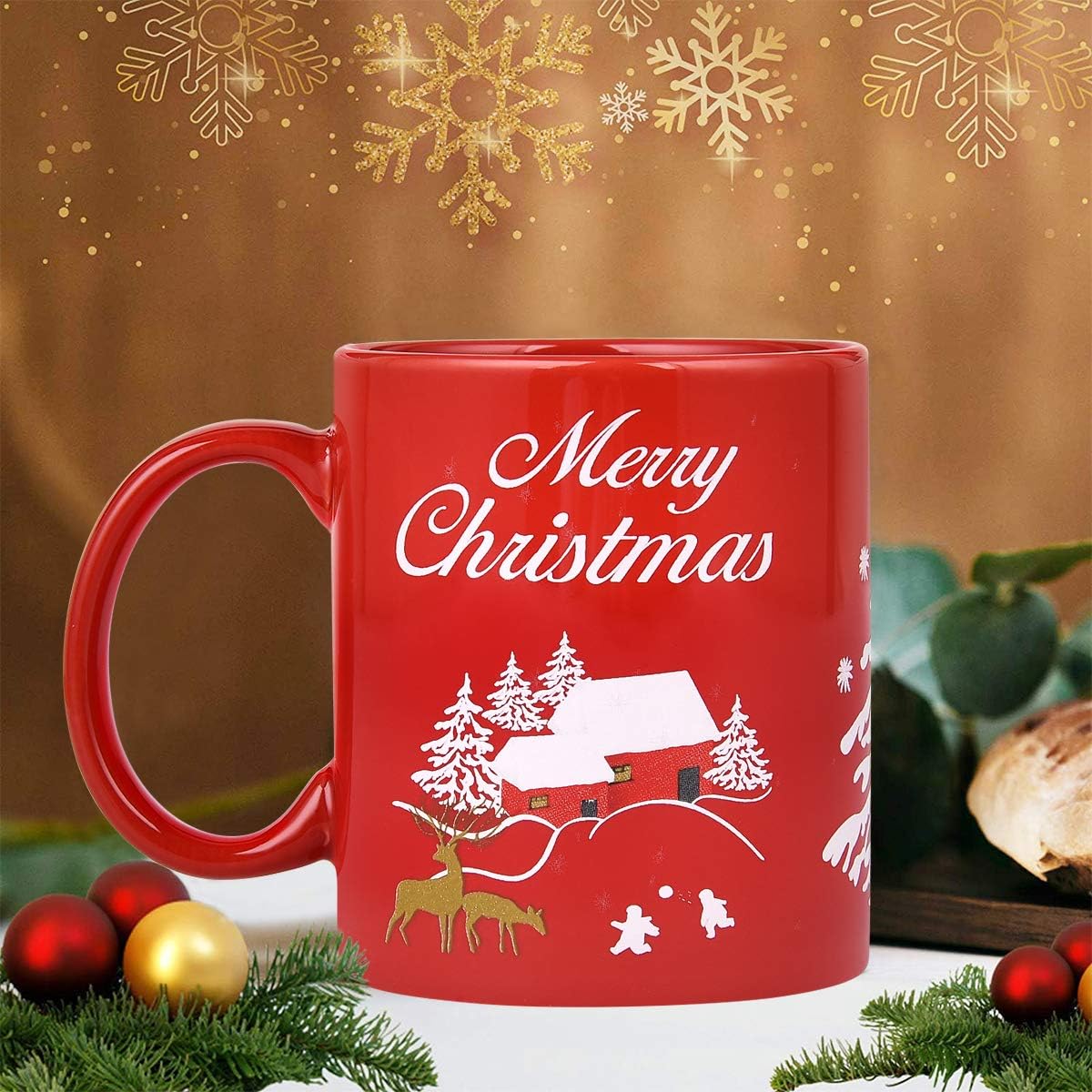 Top Rated Christmas Coffee Mug Merry Christmas Cup Snow Scene Red House & Christmas Tree & Deer Decorative Novelty Christmas Gifts Birthday Gifts for Family Friends or Daily Use Ceramic Cup 11oz 🛒 Crazy Deals Christmas Coffee Mug Merry Christmas Cup Snow Scene Red House & Christmas Tree & Deer Decorative Novelty Christmas Gifts Birthday Gifts for Family Friends or Daily Use Ceramic Cup 11oz