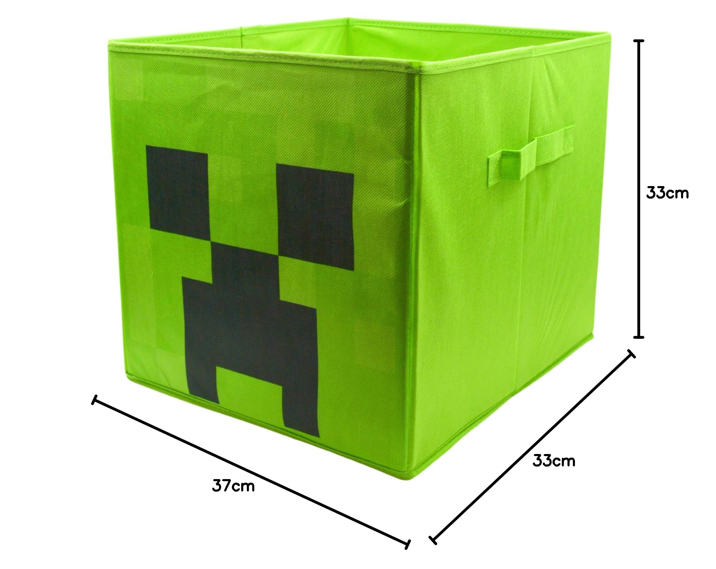 HOX Dziecięce składane pudełka do przechowywania Minecraft Creeper z uchwytami, trwałość i wysokiej jakości składane kostki do przechowywania, kompatybilne meble Ikea Kallax, idealne do organizacji