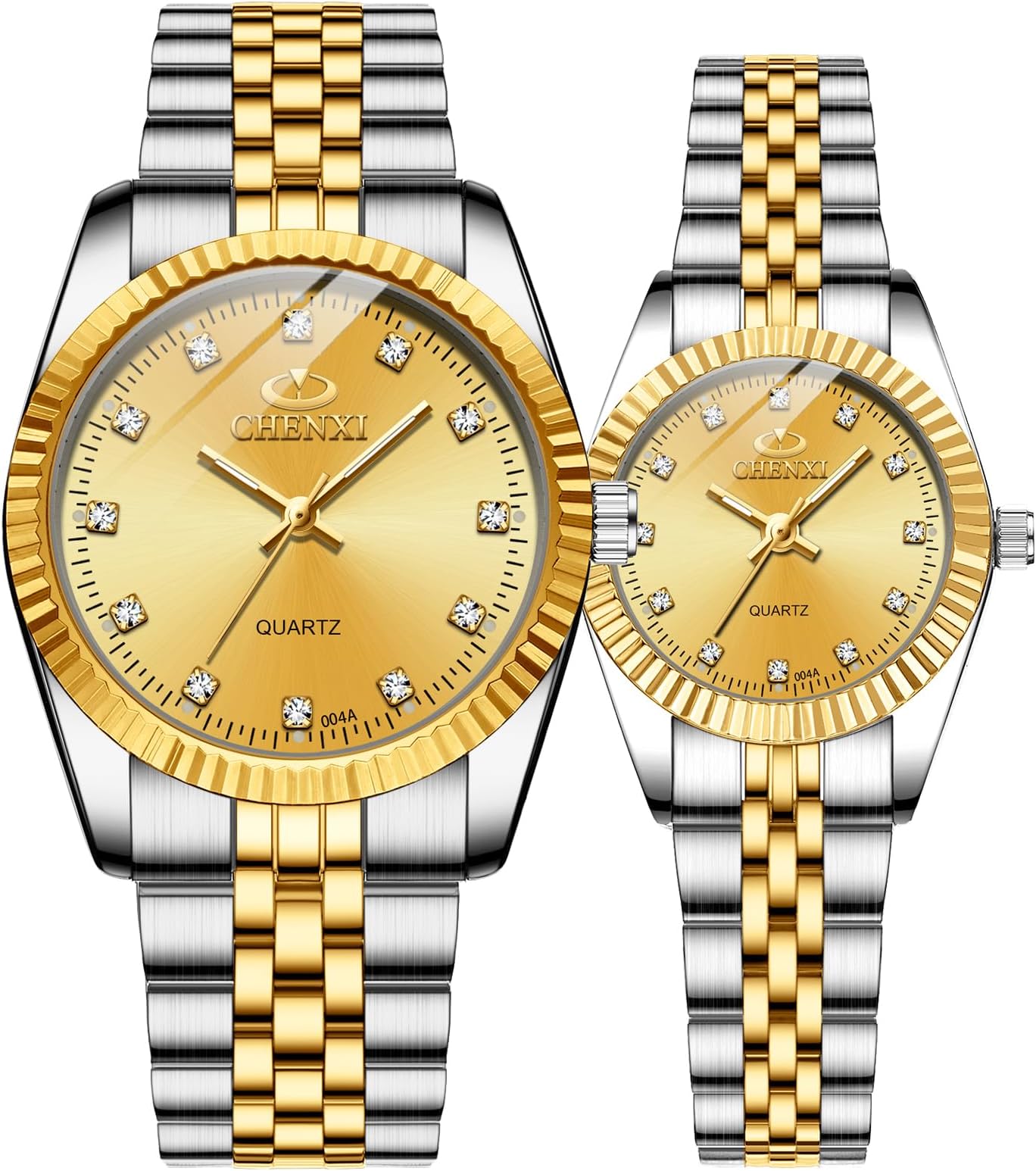 Couple Watches Swiss Brand Golden Watch Men Women Stainless Steel Waterproof Quartz Watch…