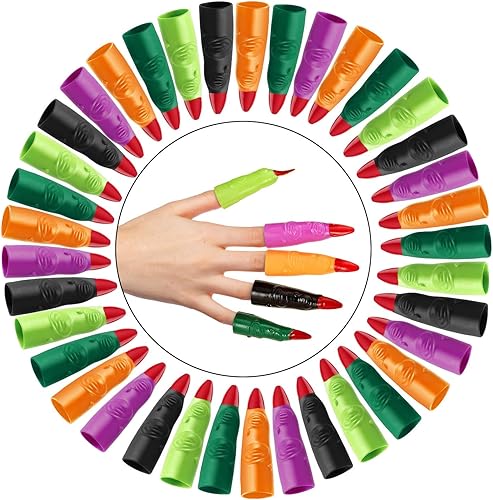 Skylety 60 piezas de dedos de bruja de Halloween, accesorios de disfraz de dedo de bruja marciana, disfraz de dedo de vampiro falso para fiesta de Skylety 60 piezas de dedos de bruja de Halloween, accesorios de disfraz de dedo de bruja marciana, disfraz de dedo de vampiro falso para fiesta de