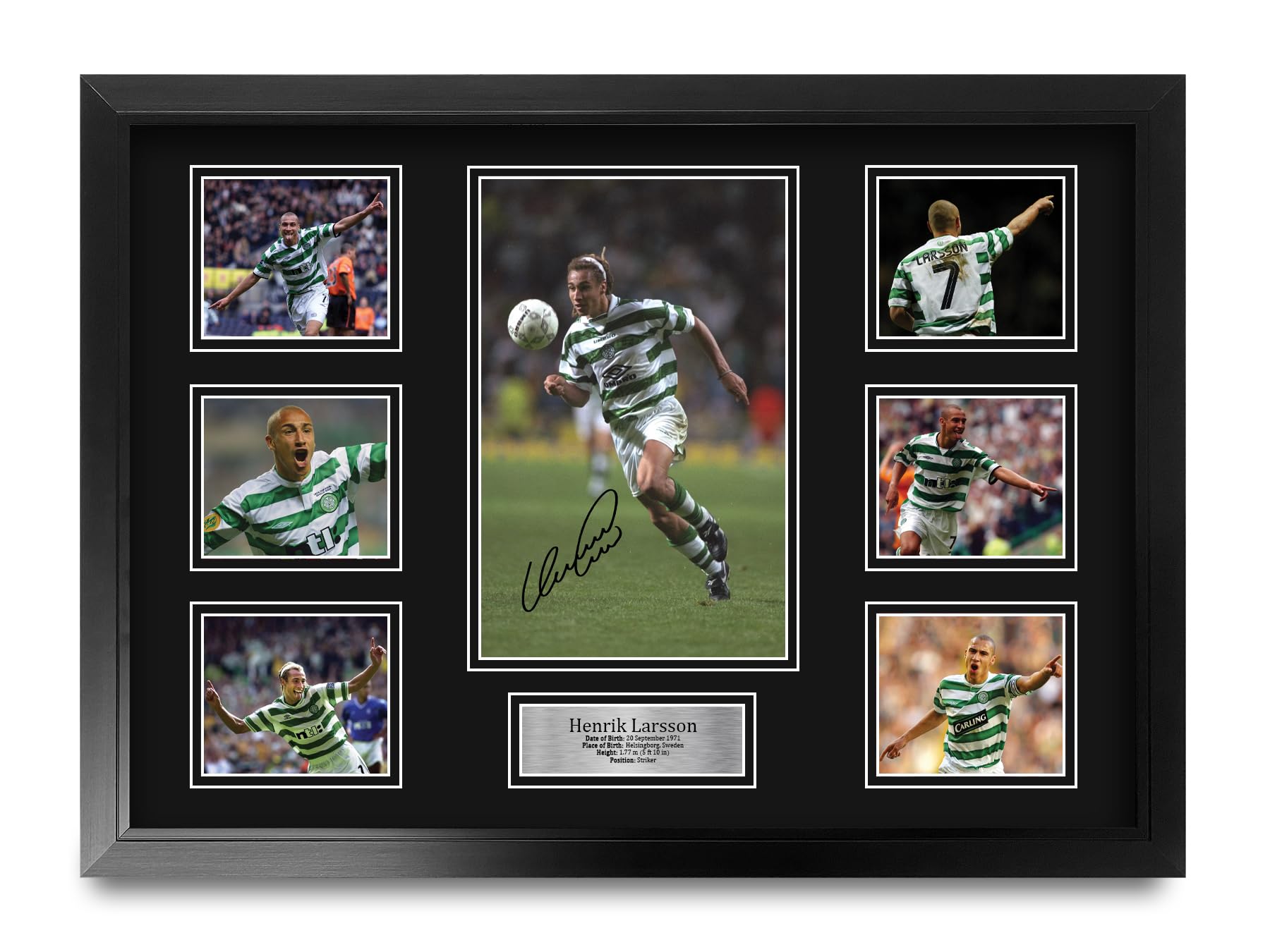 HWC Trading Henrik Larsson Celtic Printed Memorabilia Signed Autograph Photograph Display for Football Fans and Supporters - A2 Framed (ID-006482)