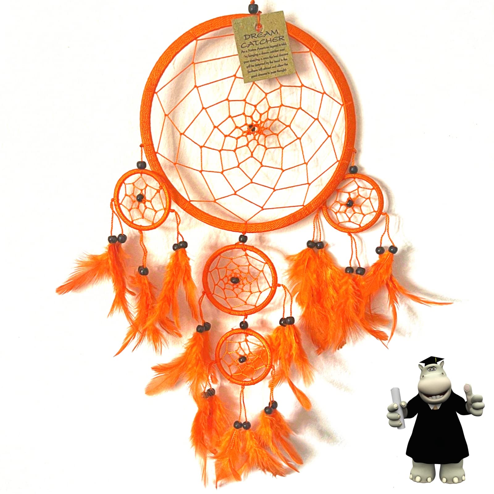 Dreamcatcherworld.co.uk Orange Smart Hippo Large Dream Catcher