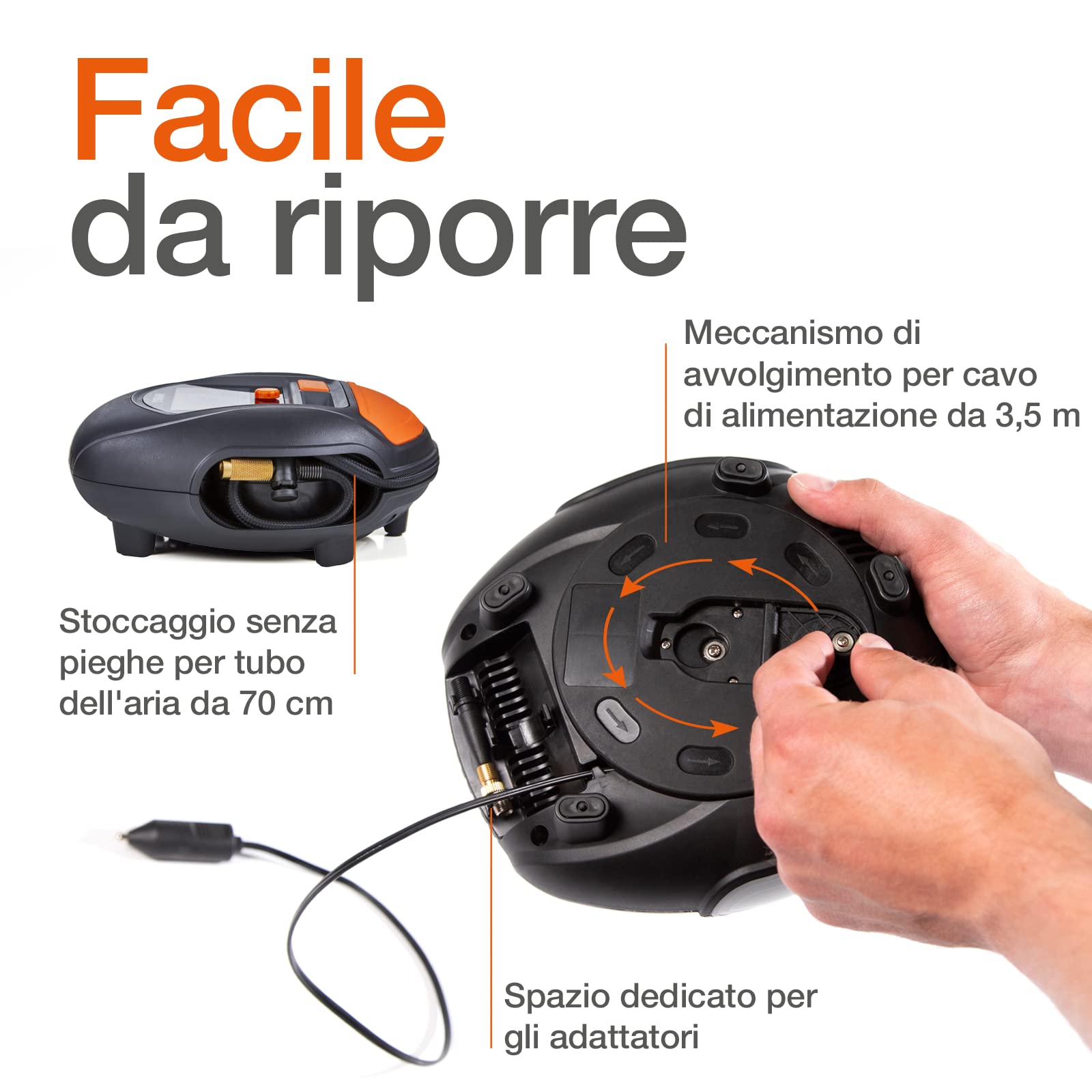 OSRAM TYREinflate RAPID, compressore d'aria digitale a 12 V, compressore portatile, autostop, luce LED, programmabile, pompa elettrica per pneumatici, collegamento 12V, gonfiaggio in 2 min
