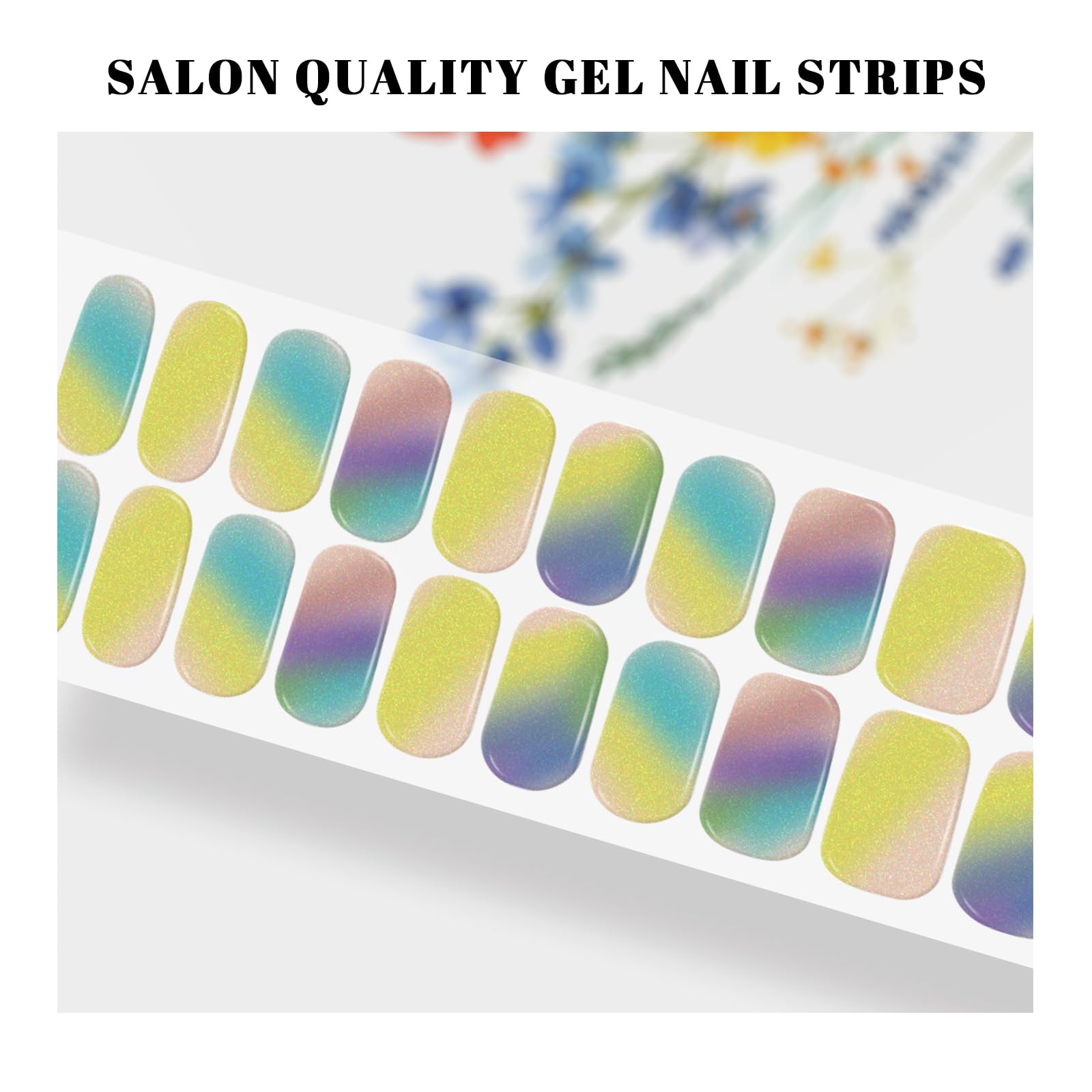 OAUEE Semi Cured Gel Nail Strips | 20 Gel Nail Stickers | Gel Nail Stickers With UV Light Required | Salon Quality, Easy Application And Removal（Fine Glitter Color）