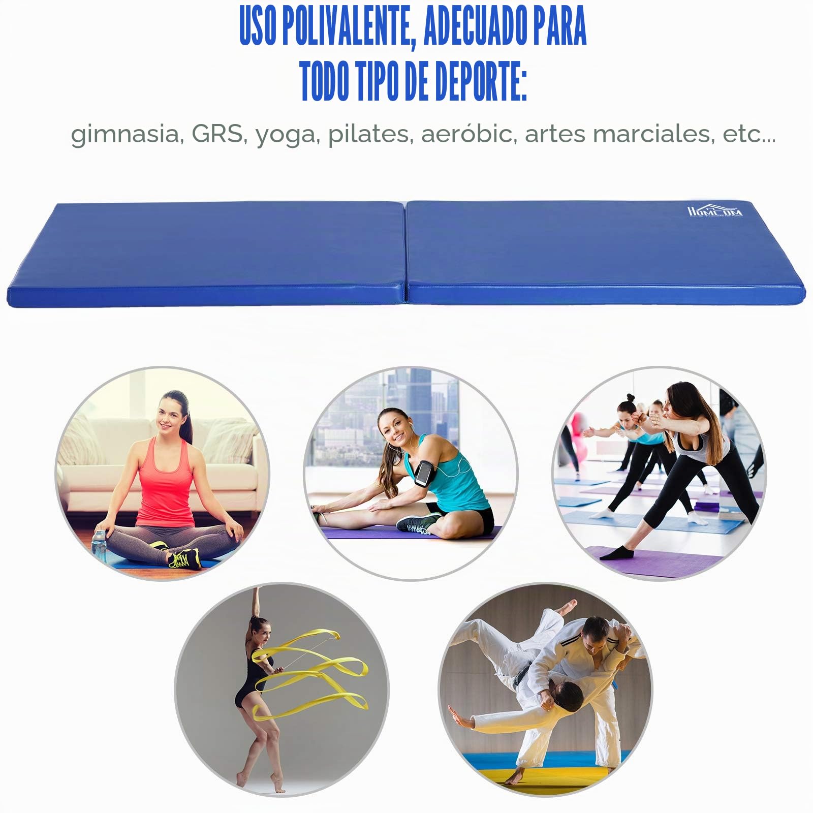 Alfombra de gimnasia yoga pilates fitness plegable portátil gran comodidad 180 x 60 x 5 cm de piel sintética