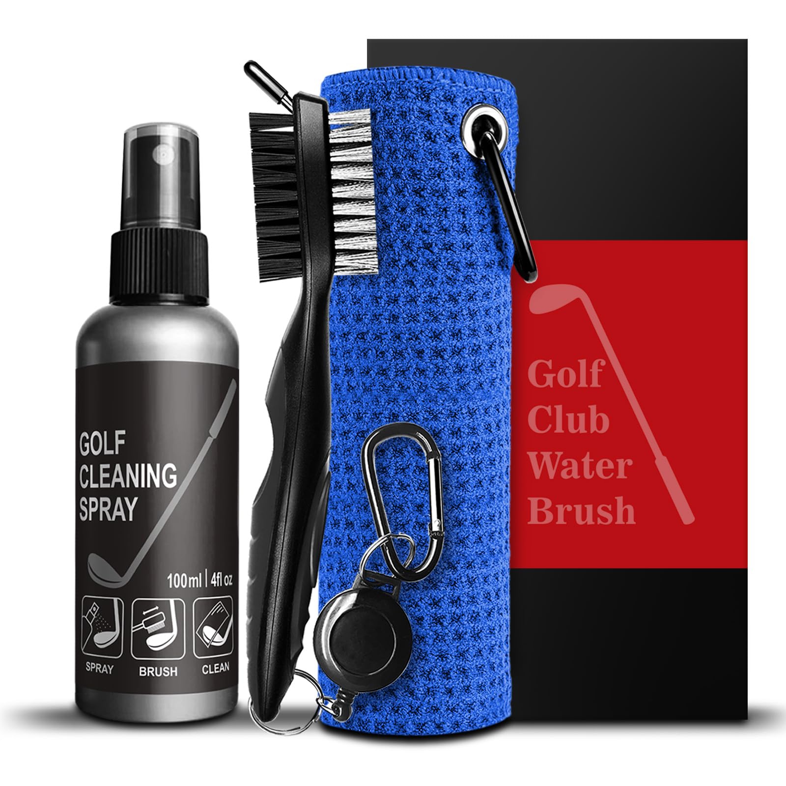 SisterAling Golf Club Cleaner Kit,with 3-in-1 Club Groove Brush,Water Sprayer and Towel, Green Cleaning Accessories, Gift for Golf Men and Golfers.