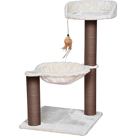 Catry Cat Tree with Feather Toy - Cozy Design of Cat Hammock Allure Kitten to Lounge in, Cats Love to Lazily Recline While Playing with Feather Toy and Scratching Post, (Innovative Arrival)