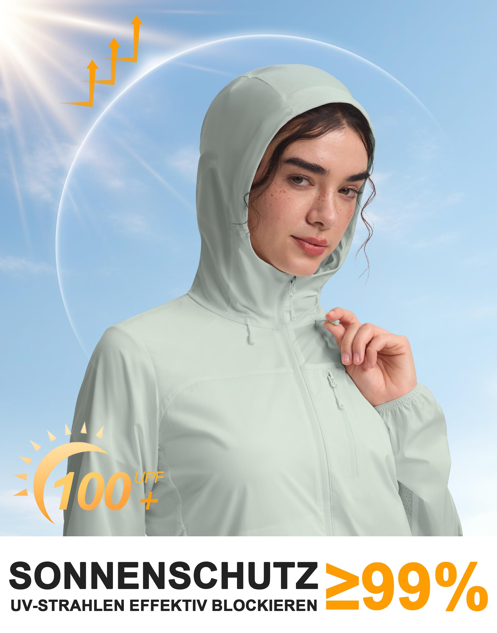 Pioneer Camp Windbreaker Veste de course pour femme, légère, imperméable, respirante, protection solaire UPF 100+, imperméable, robuste, pour les voyages, la course, la randonnée