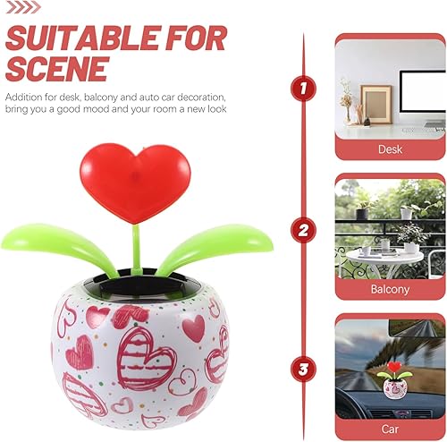 Miniatura 7 de Abaodam Figura de bailarina solar de flor de corazón para decoración del hogar, bonsái bailarín con energía solar, juguete de baile oscilante para