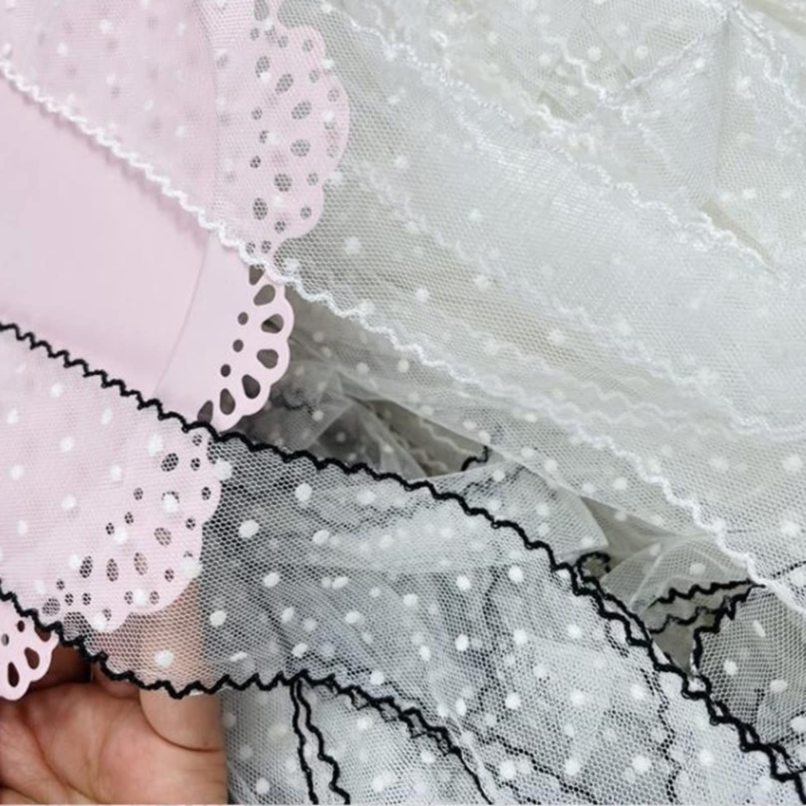 Bordure En Dentelle Chantilly En Nylon, Fleurs Et Pétoncles