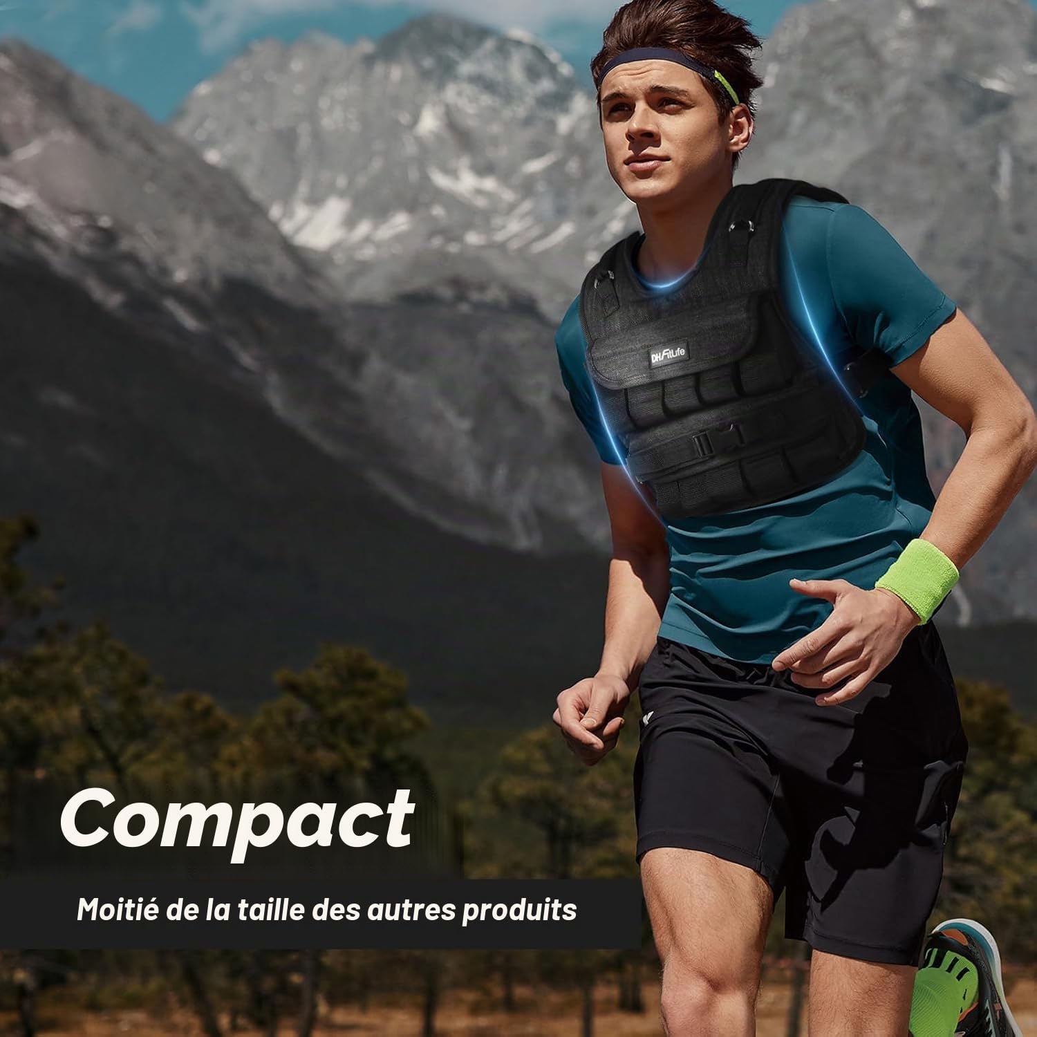 DH FitLife Gilet Lesté Réglable 10kg/20kg, Veste de Course Compacte
