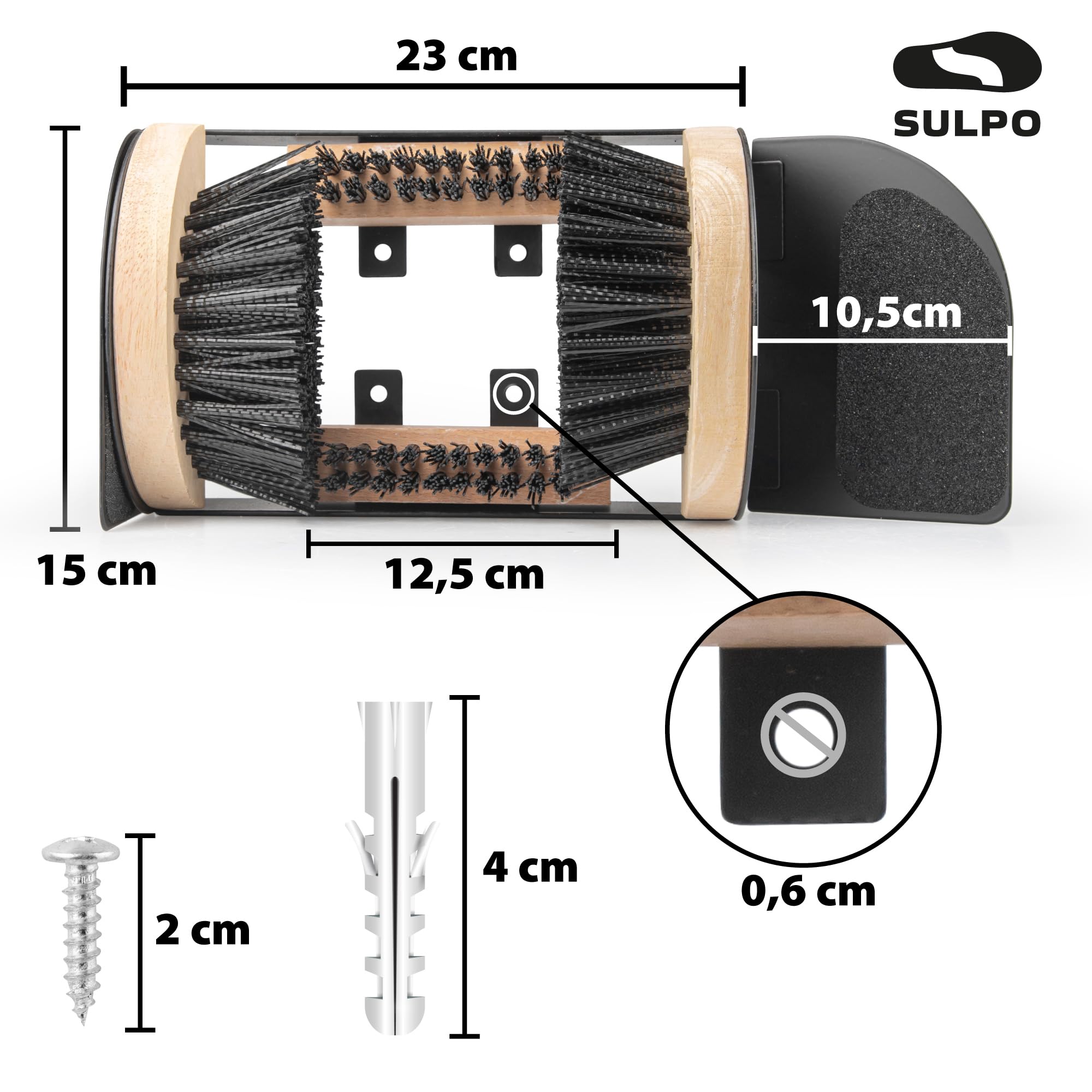 SULPO Pulitore per scarpe con spazzola per esterni, per terrazza, giardino e officina, in metallo, antiscivolo, resistente alle intemperie, per casa e giardino
