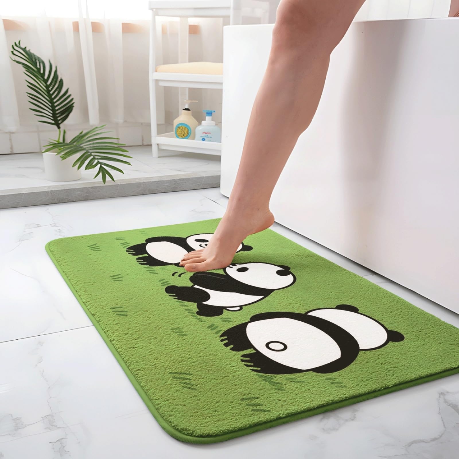Alfombra De Baño 50X80Cm Negro Blanca Panda Alfombras Baño Antideslizante,Microfibra Absorbente Alfombrilla,Lavable A Máquina,Suave Y Acogedora,para Dormitorio Sala Estar