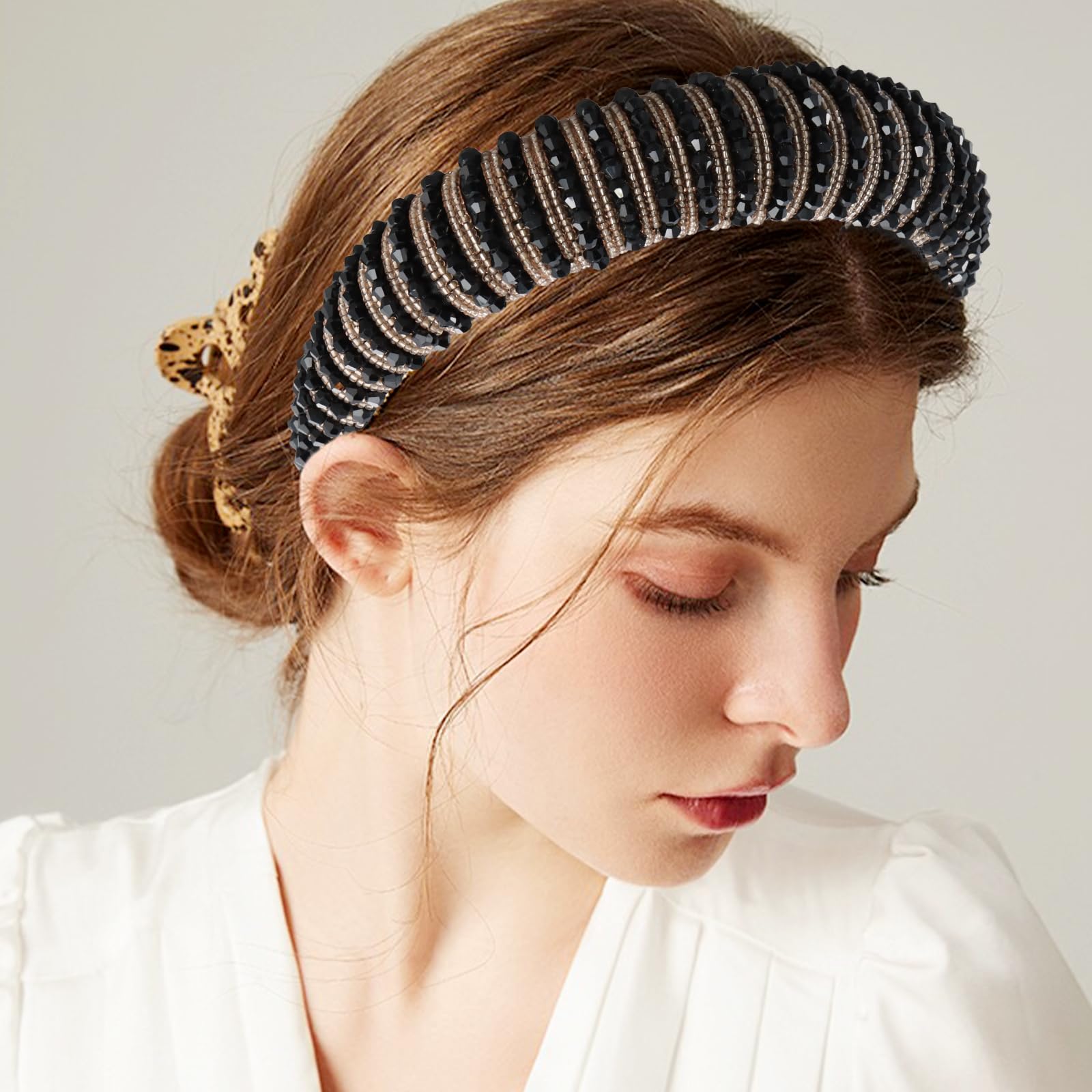 3 fasce per capelli dorate per donna, fascia per capelli in filo metallico, accessori per capelli dorati,fascia per capelli da sposa, cerchio per capelli per donne e ragazze (Oro