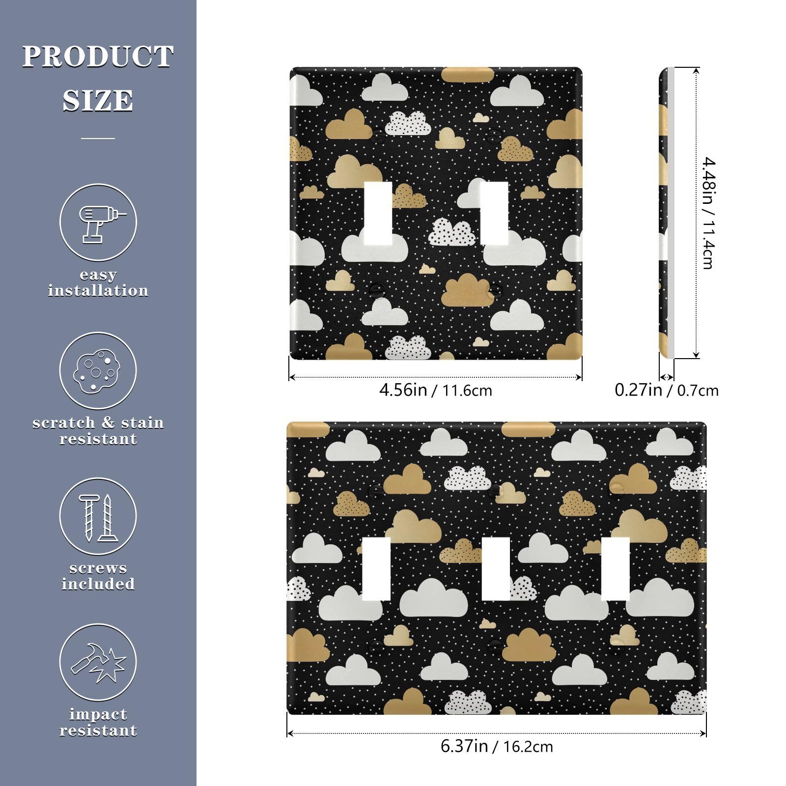 UMIRIKO White Gold Cloud Light Switch Cover Plate Covers Decorative Double Toggle Home Decor 202b2595