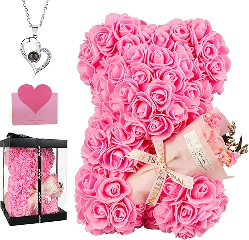 Regalos de oso de rosas para mujeres, regalos de oso de flores para mamá de parte de su hija. Oso de peluche de rosas para mamá, esposa, hija,