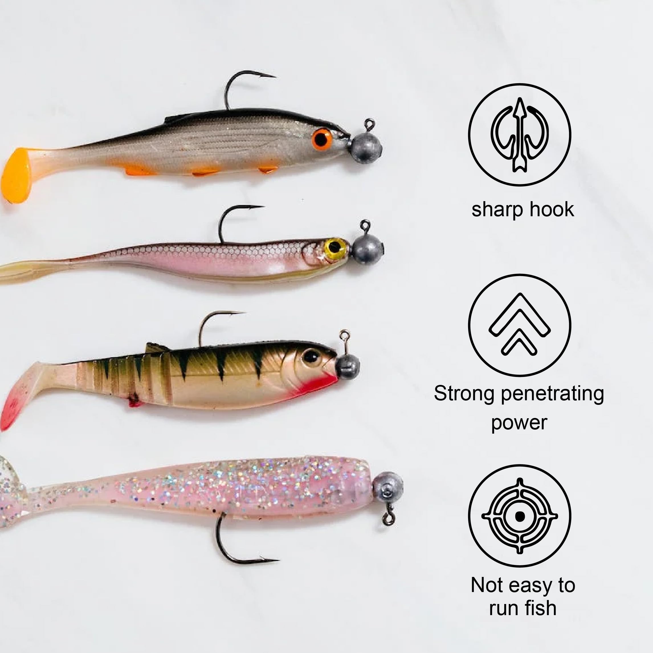 50 Hameçons à Tête Plombée - Set De Pêche Pour Carnassiers