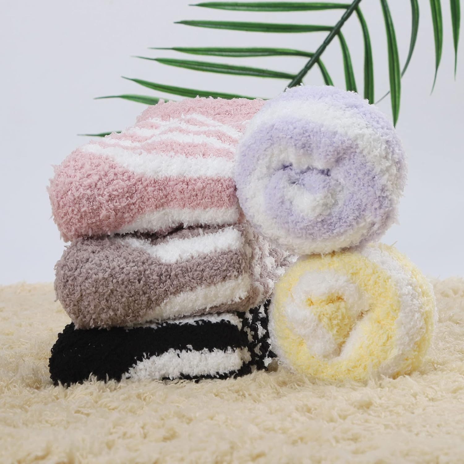 Fuzzy Socks for Women, Soft Fluffy Socks Thick Cozy Plush Socks Christmas Socks for Women 5 Pairs - Image 2