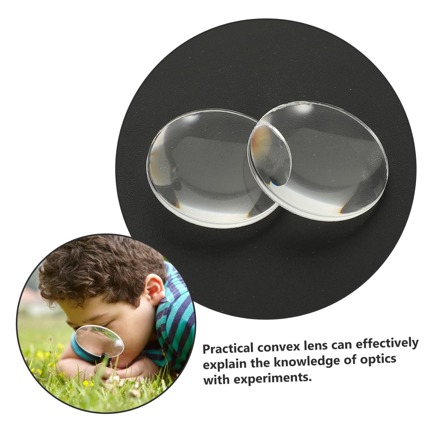 60pcs Acrylic Biconvex Lenses Kit for Physics Teaching