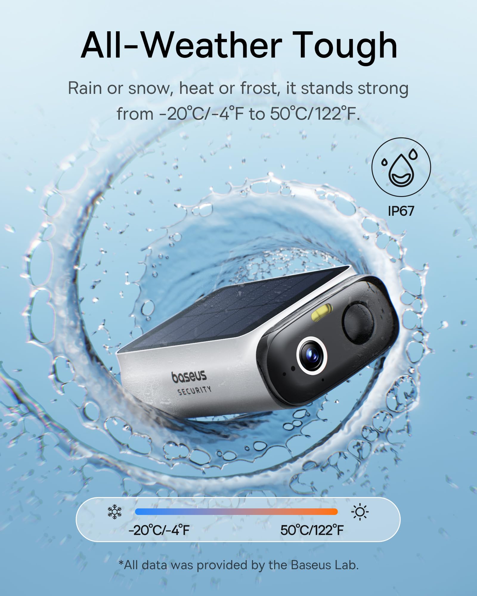 Baseus S1 Lite Solocam Solocam Solar Security Camera Outdoor Wireless, IP67 kamera do monitoringu domowego, 2K 135°, kolorowy noktowizor, wykrywanie sztucznej inteligencji, bez opłat miesięcznych
