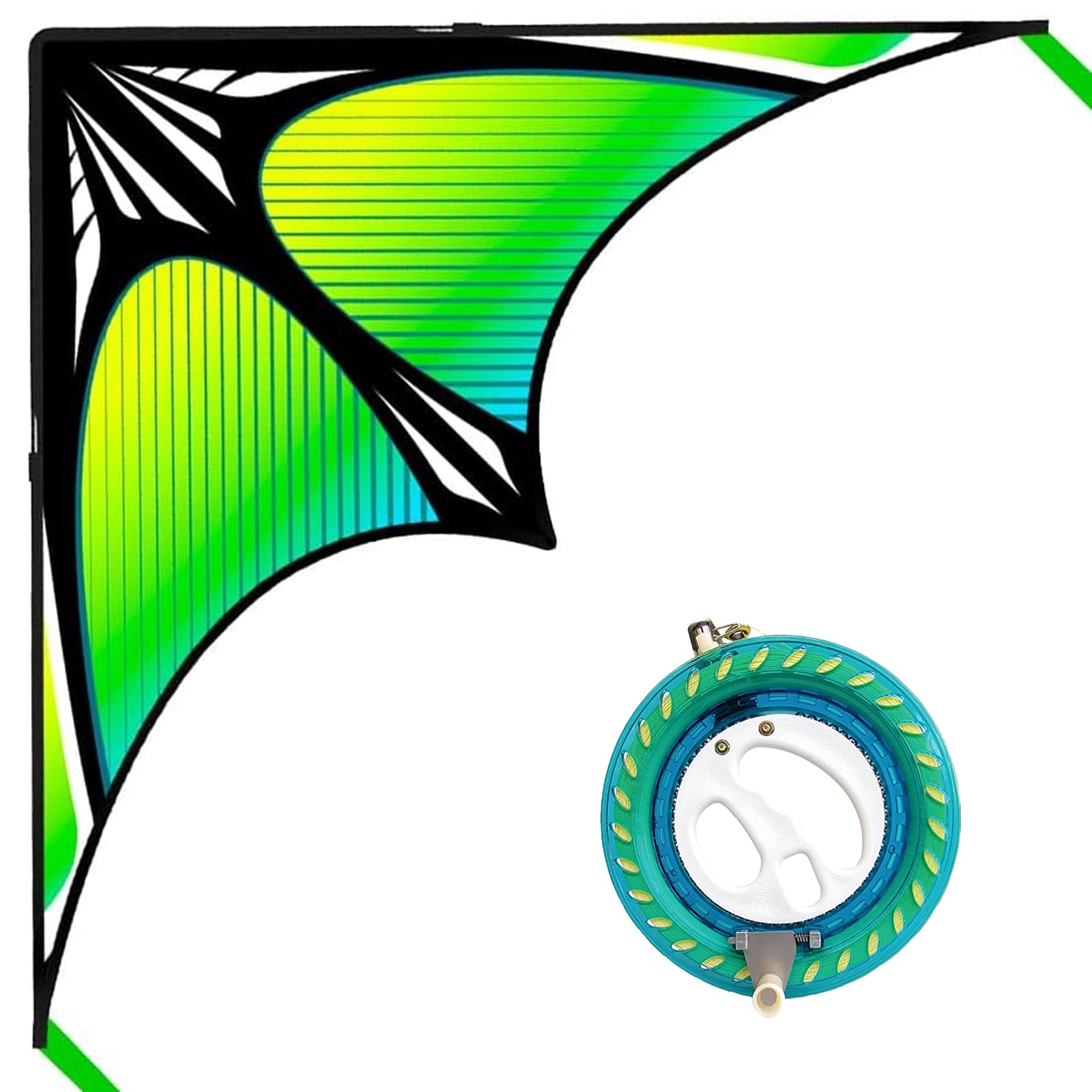 Hoofer Large Beach Kite and Reel Winder with 650ft String for Kids and Adults, Single Line Kite, Extremely Easy to Fly for Beginners