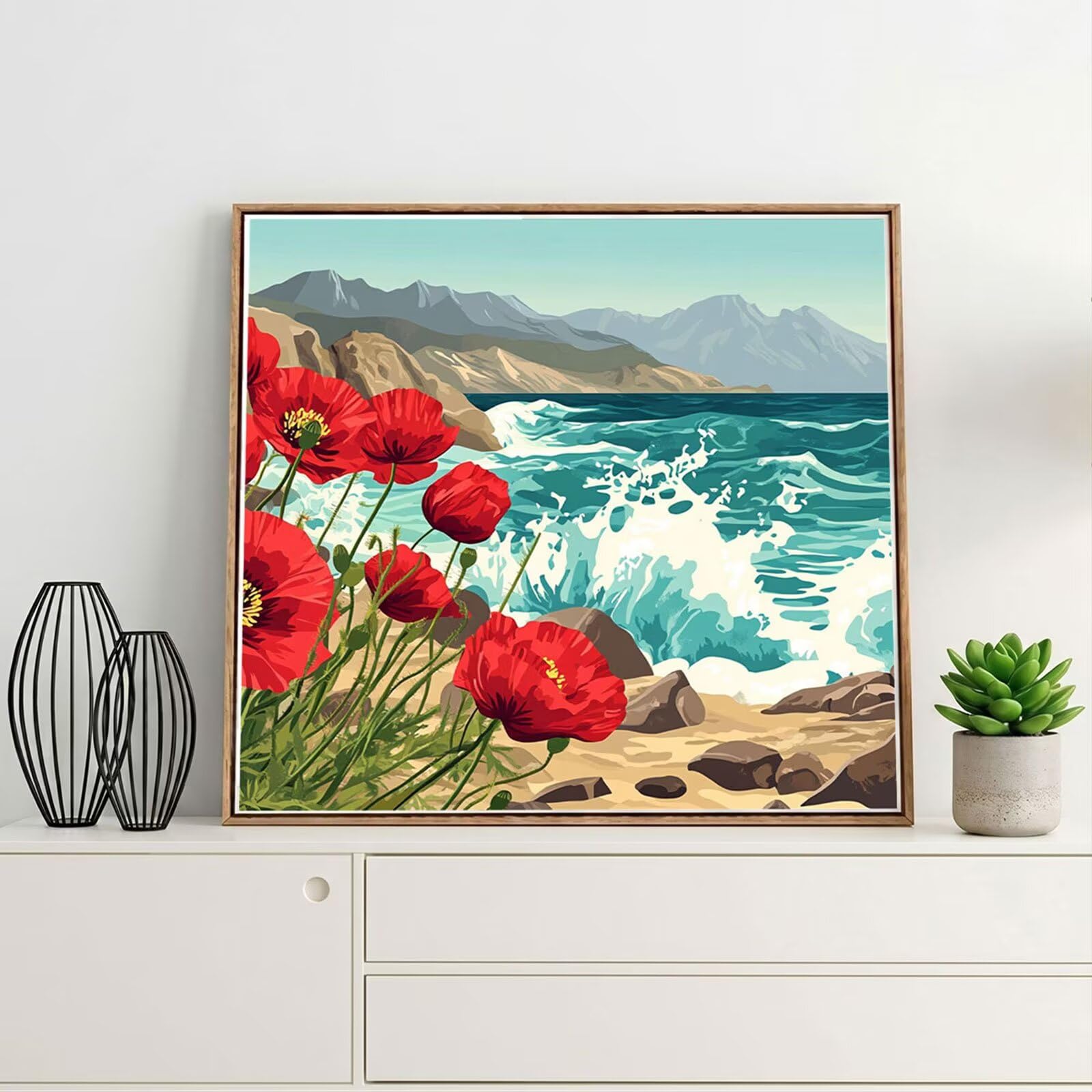 5D Diamond Painting Kit Complet, Diamond Painting Enfant Fleur Plein Foret Peinture Diamant Plage pour Adulte Débutant, Activité Manuelle Cristal Art Canevas Kit pour Décoration Murale 70x70cm FX#603