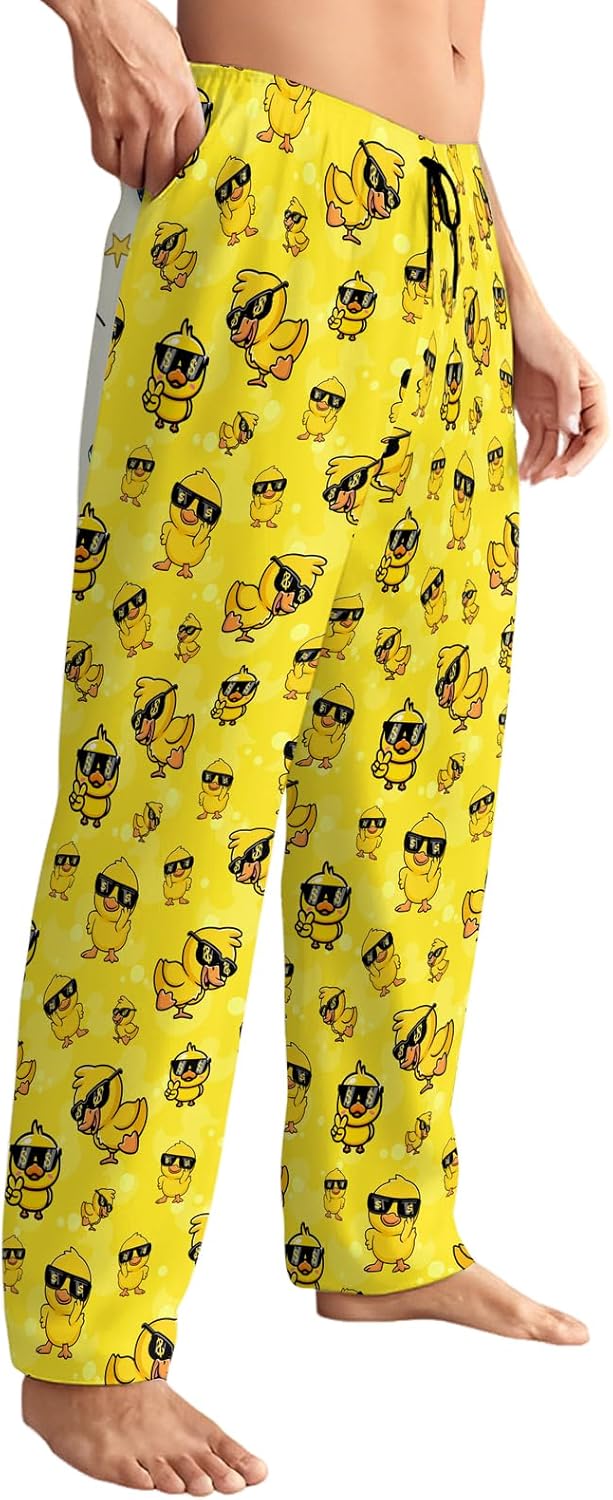 Duck Men's Pajama Pants with Pockets Elastic Waistband Breathable Lightweight Sleep Pants for Men Soft Lounge Pants M - Image 4