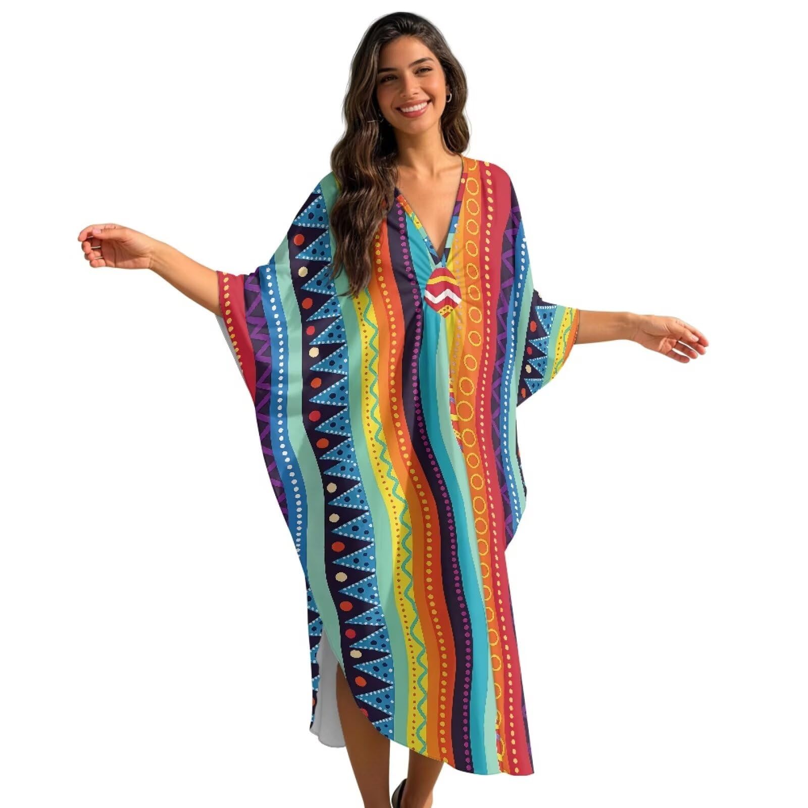 Poceacles Letnia sukienka maxi plus size kaftan sukienka dla kobiet kaftan plaża okrycie strój kąpielowy okrycie na podróż