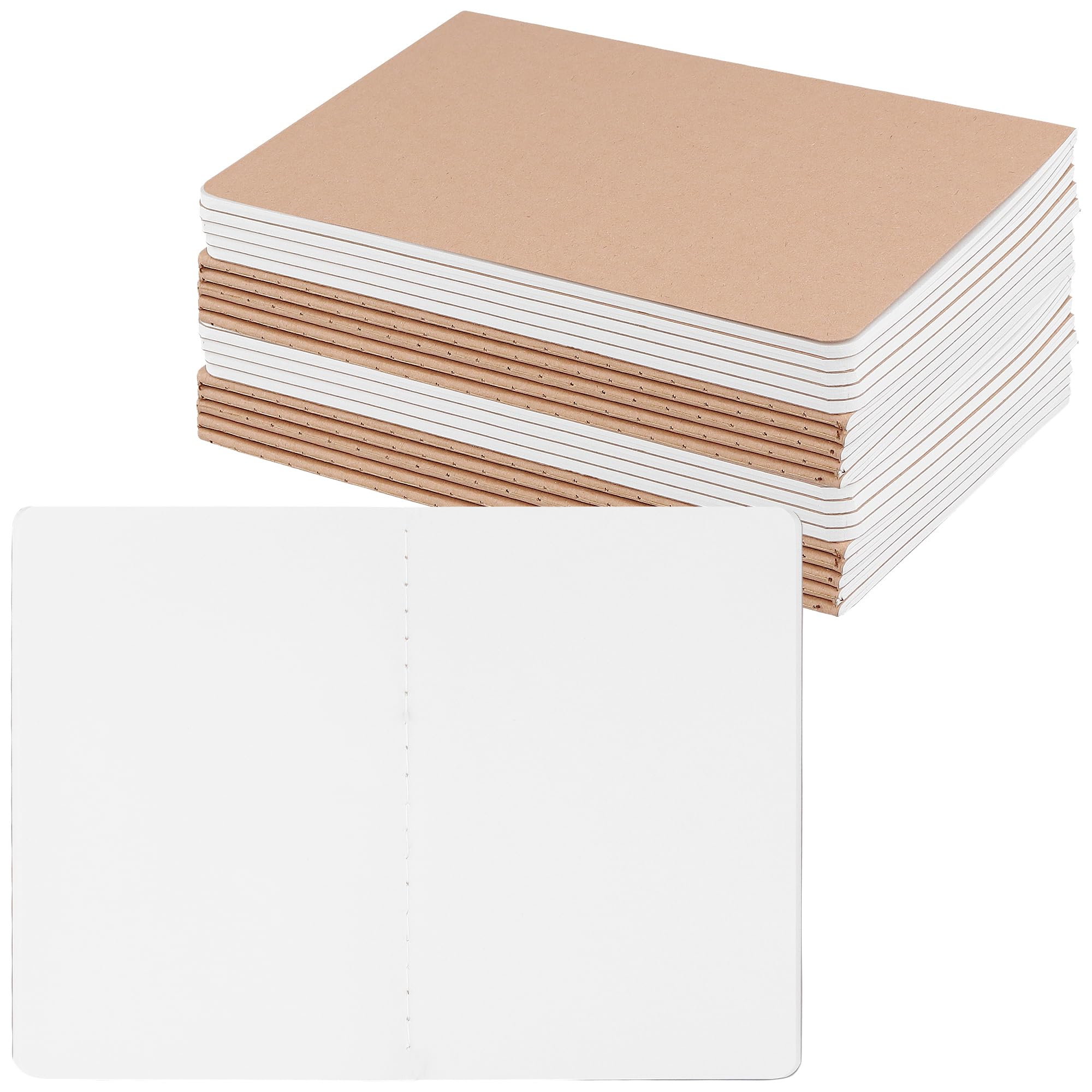 MUKCHAP 20 Pack A5 Kraft Notebook, 36 Sheets 80gsm Blank Notepad for Drawing, Sketching and Diary, 20.3x14 cm
