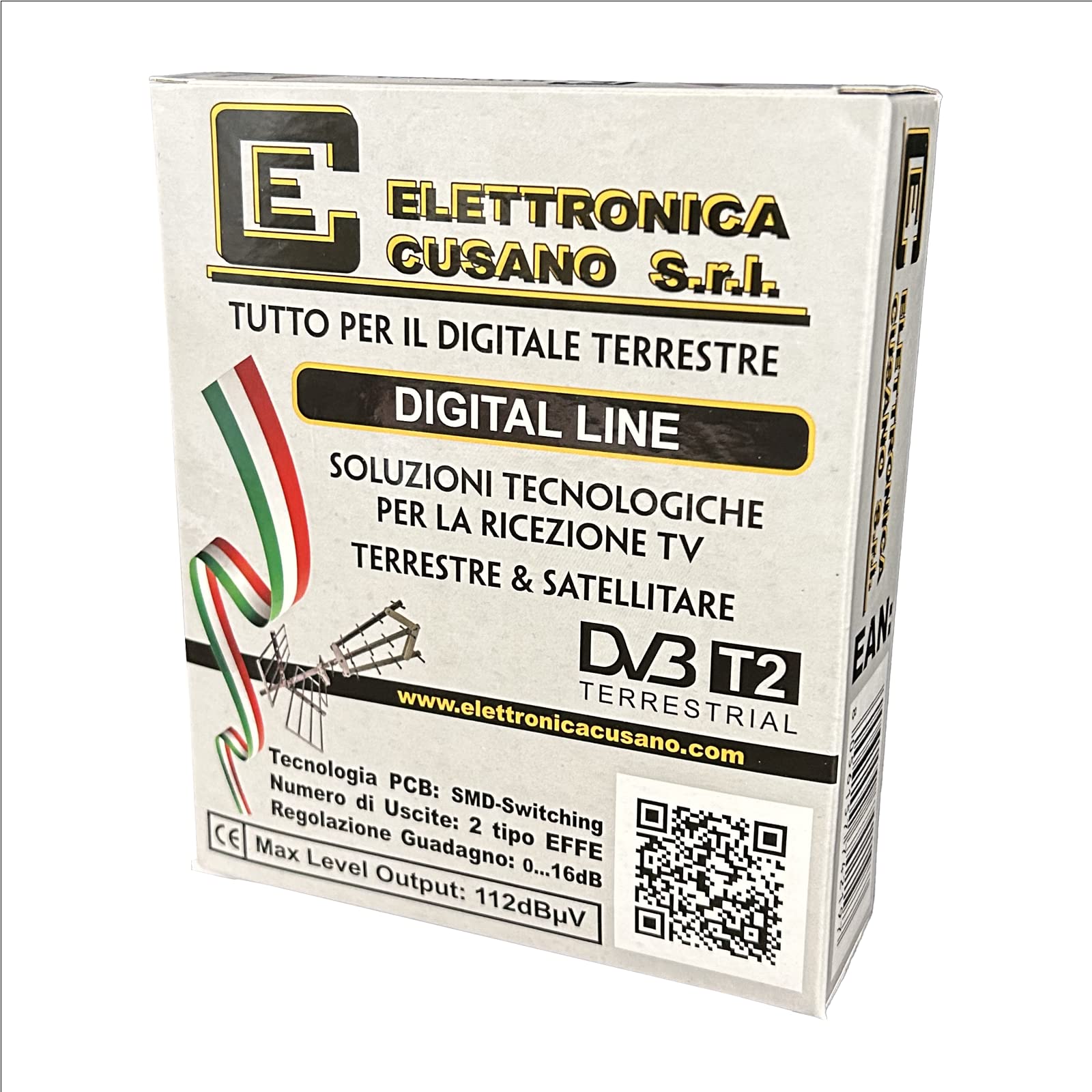 Linea 24 (5G) - Amplificatore Antenna TV, Amplificatore Segnale Digitale Terrestre da Interno a 2 Vie, Filtro LTE, Guadagno 24dB (Regolabile), Alimentazione Diretta 220 Volt, Made in P.R.C.