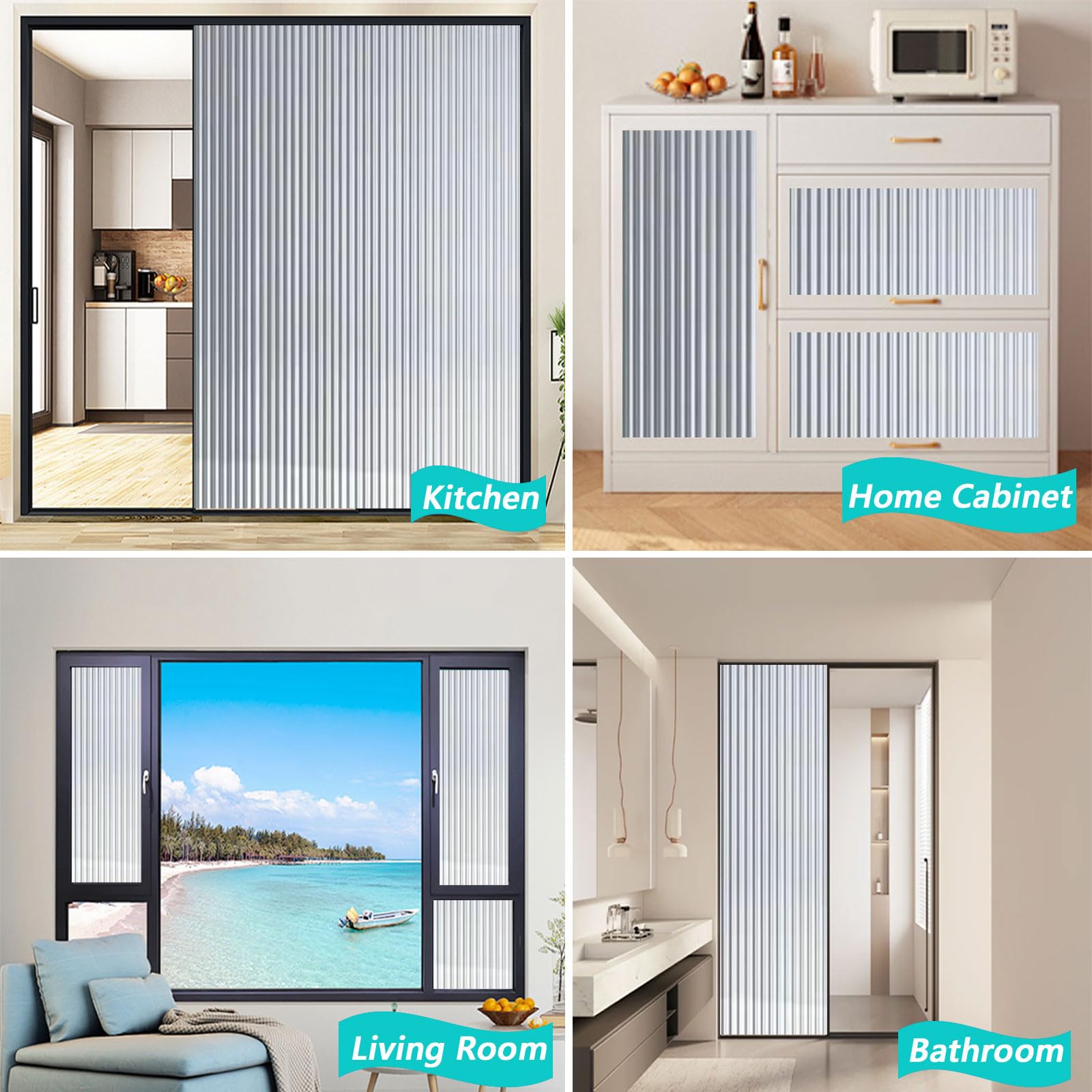 Möbel-Klebefolie Möbelfolie Selbstklebende Küchenfolie 75 x 420 cm Statisch Haftend Ohne Klebstoff Anti UV Sonnenschutz für Badezimmer, Büro, Umkleide, Changhong 2