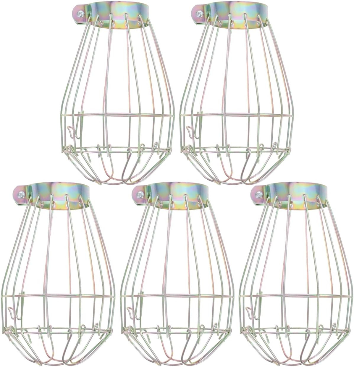 5pcs Vintage Lamp Bulb Guard, Adjustable Clamp-on Bulb Cover, Iron Metal Light Cages, Vintage Lamp Guard Replacement for Hanging Pendant Lighting, Home Industrial Decoration