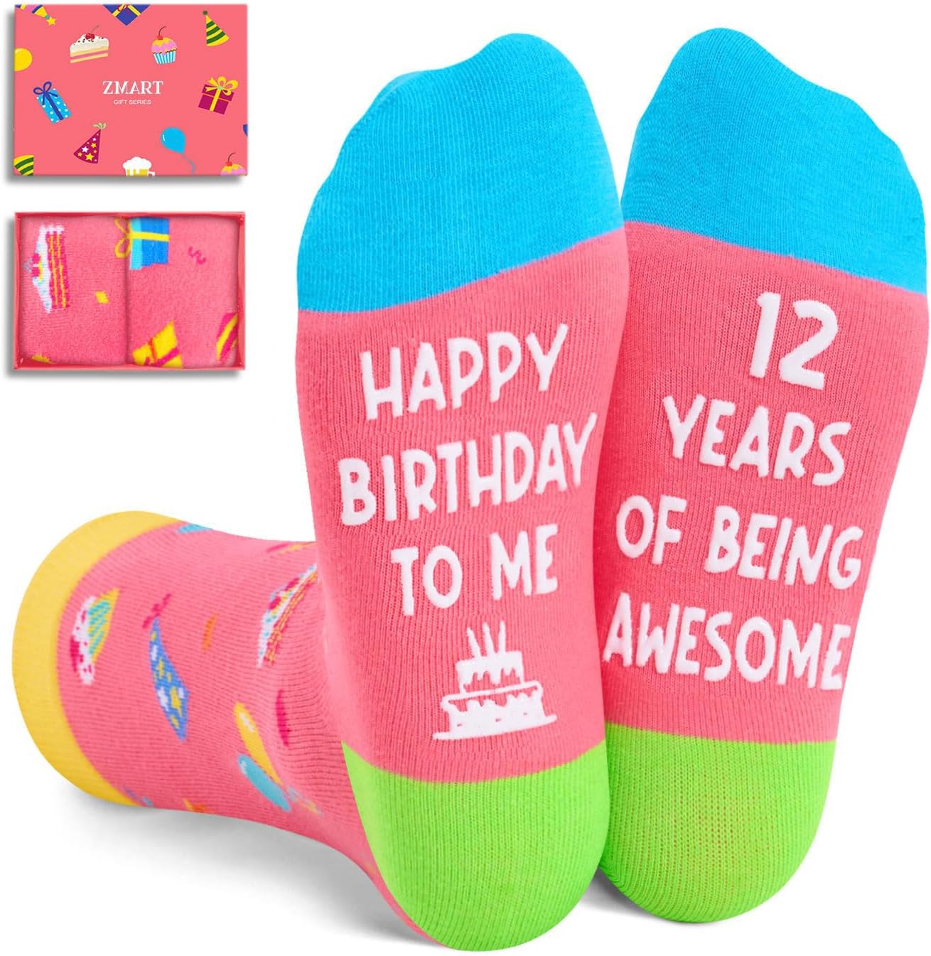 Birthday Gifts Idea for Girl - Preteen Socks for Kids Girl Age 8-12, Pink